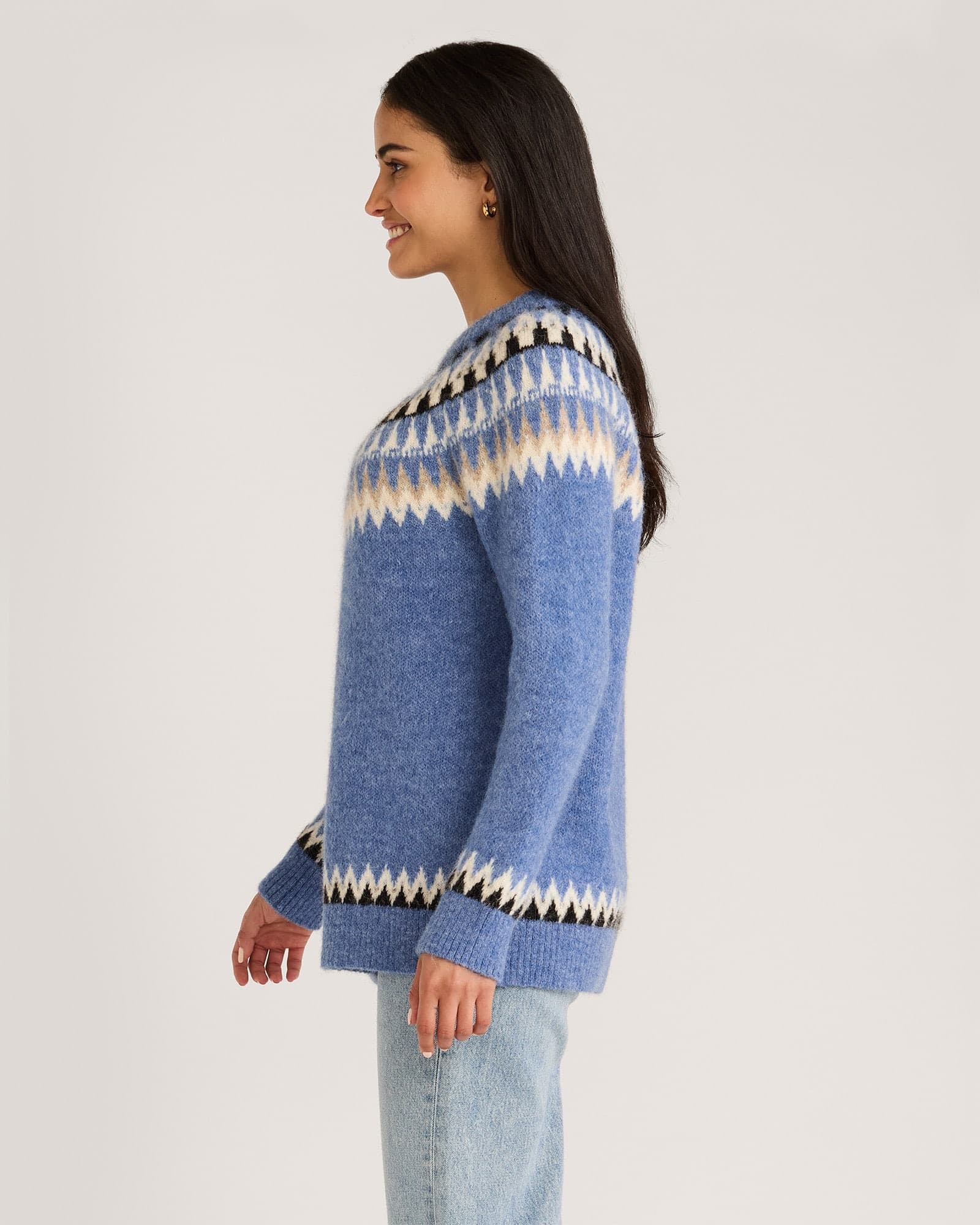 Fair Isle Pullover - Light Blue - Thumbnail 2