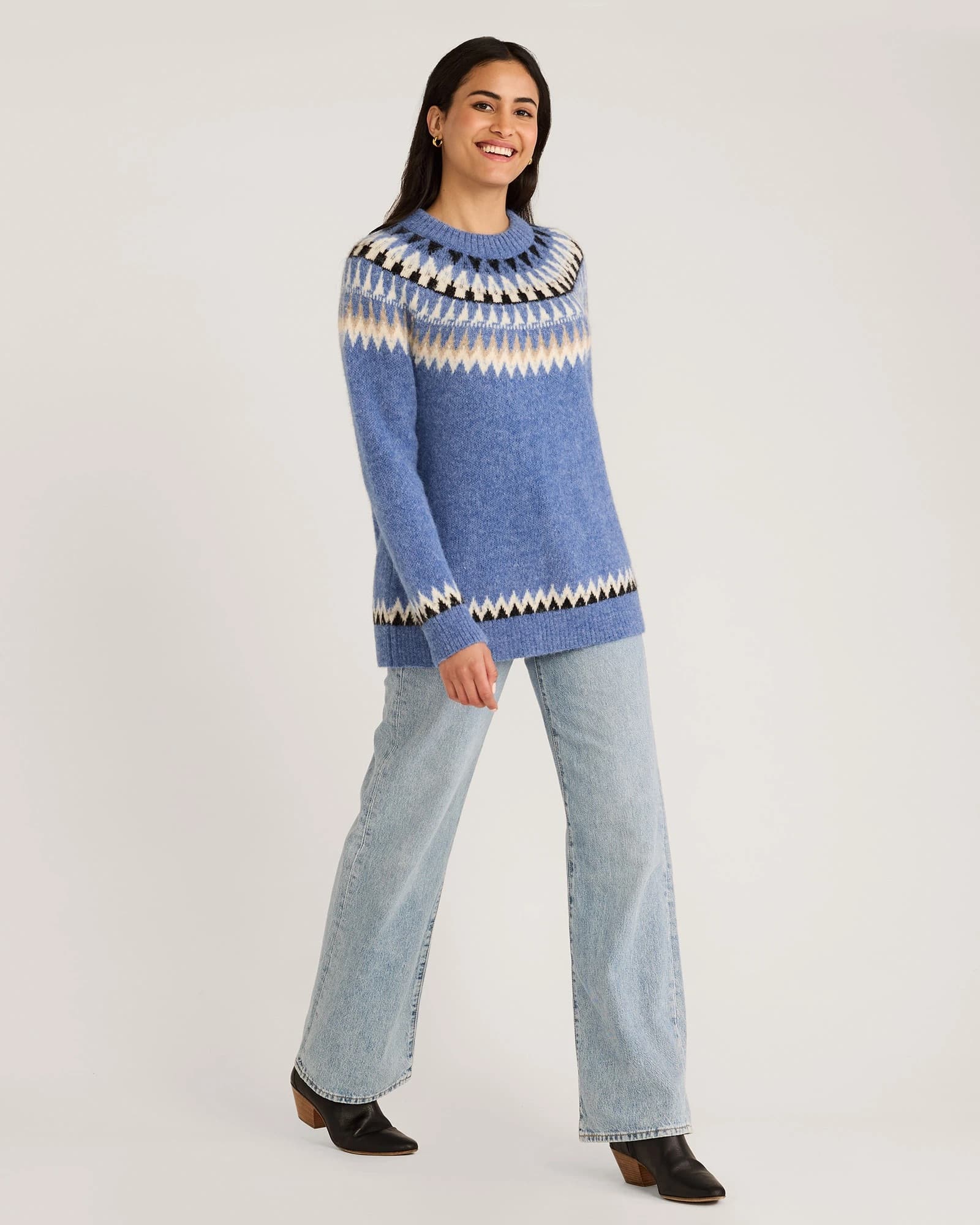 Fair Isle Pullover - Light Blue - Thumbnail 4