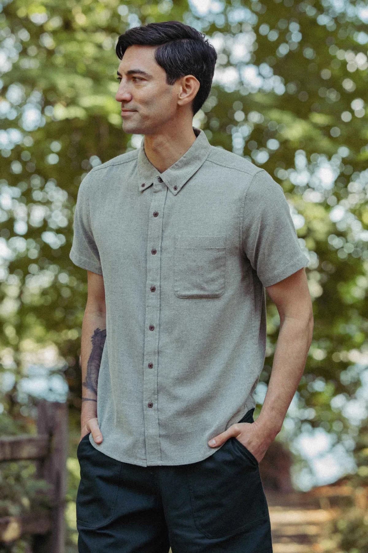 Bryce Shirt - Olive Twill - Thumbnail 2