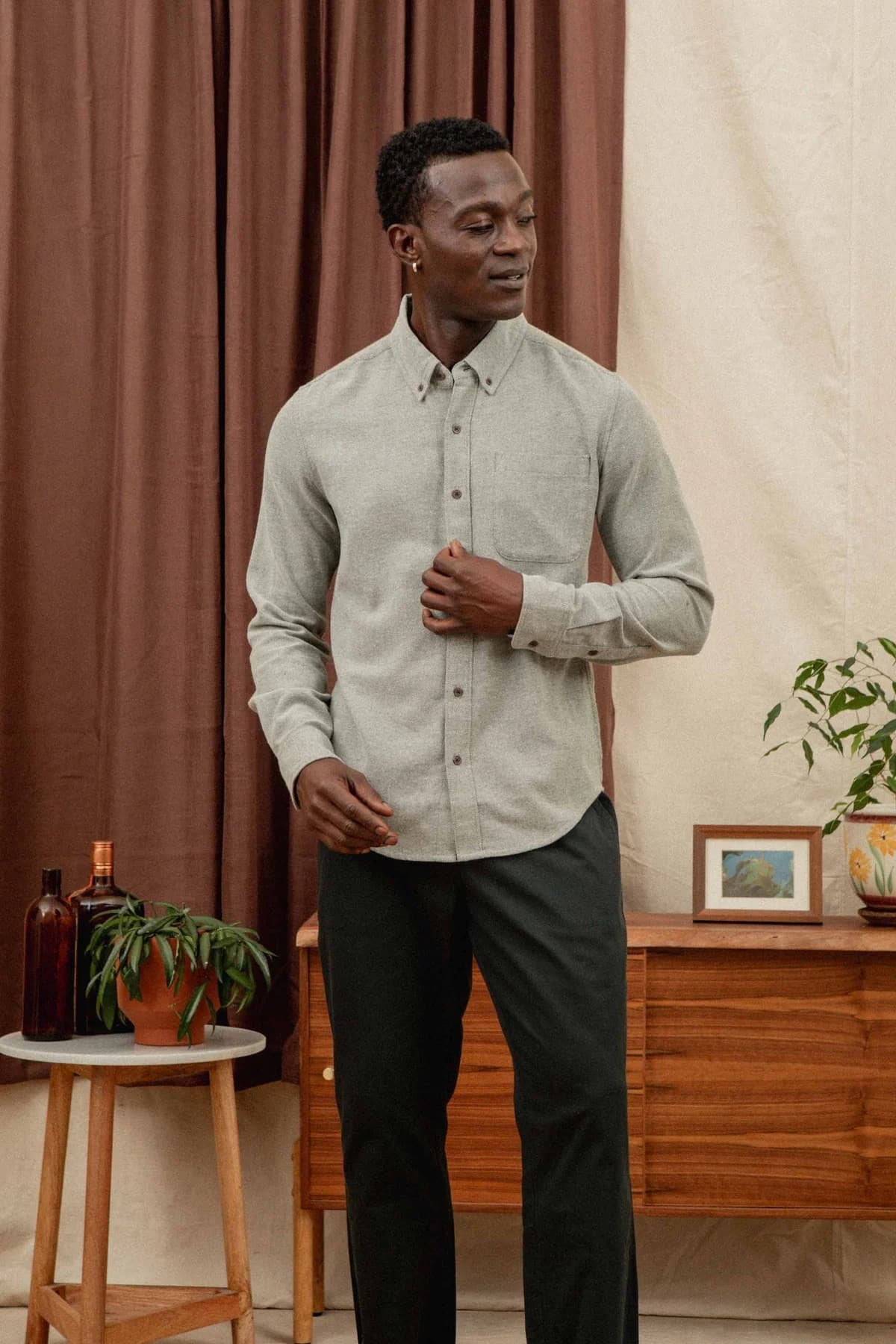 Sutton Shirt - Olive Twill - Thumbnail 2