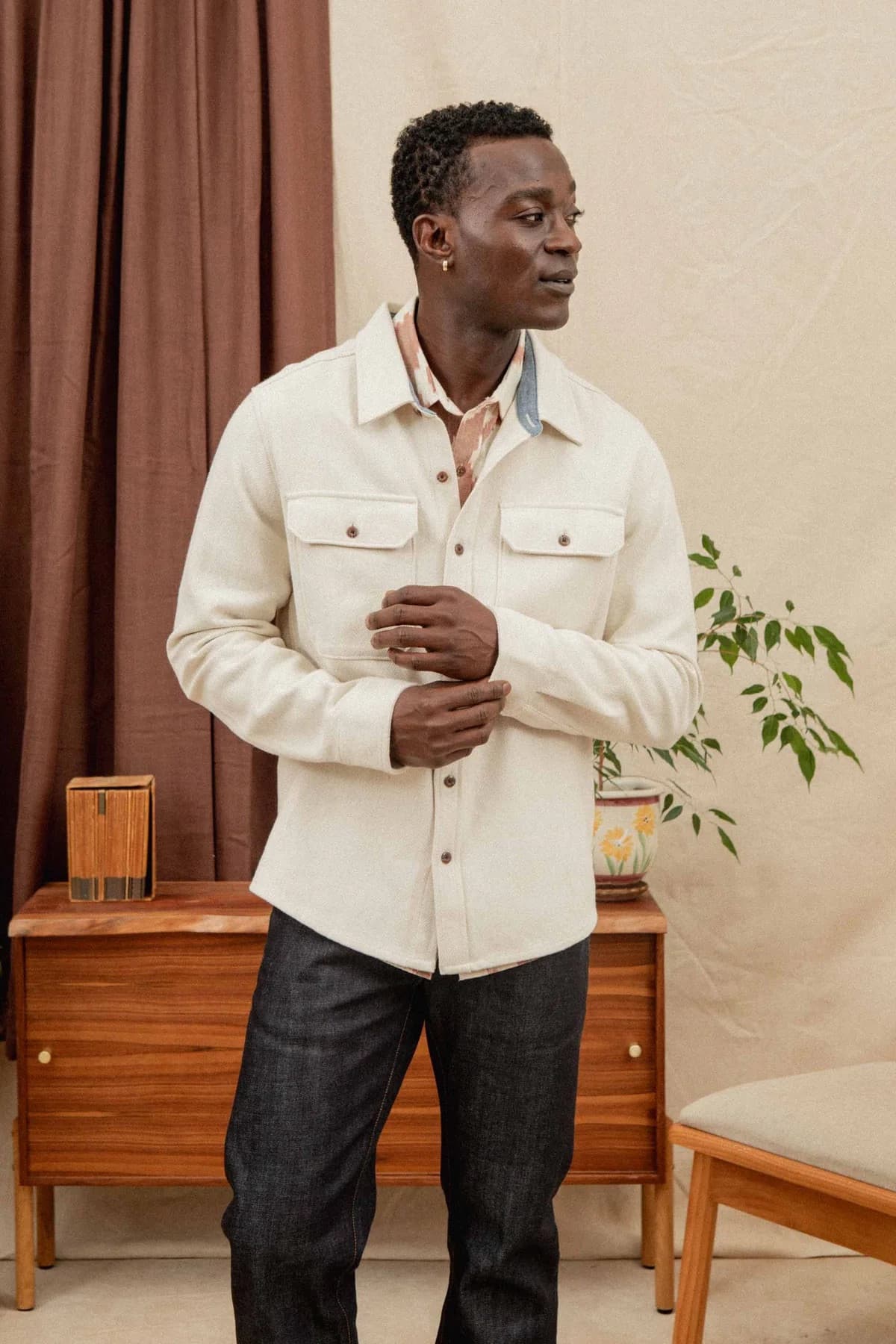 Pointer Overshirt - Ivory Twill - M - Thumbnail 2