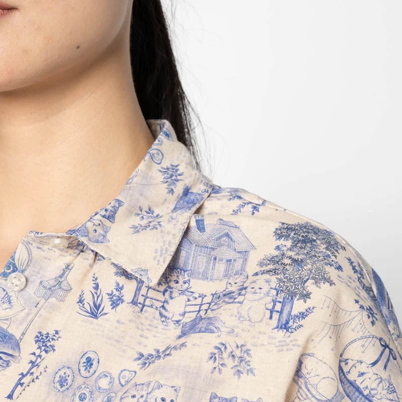 Billie Shirt - Linen Cats - L - Thumbnail 5