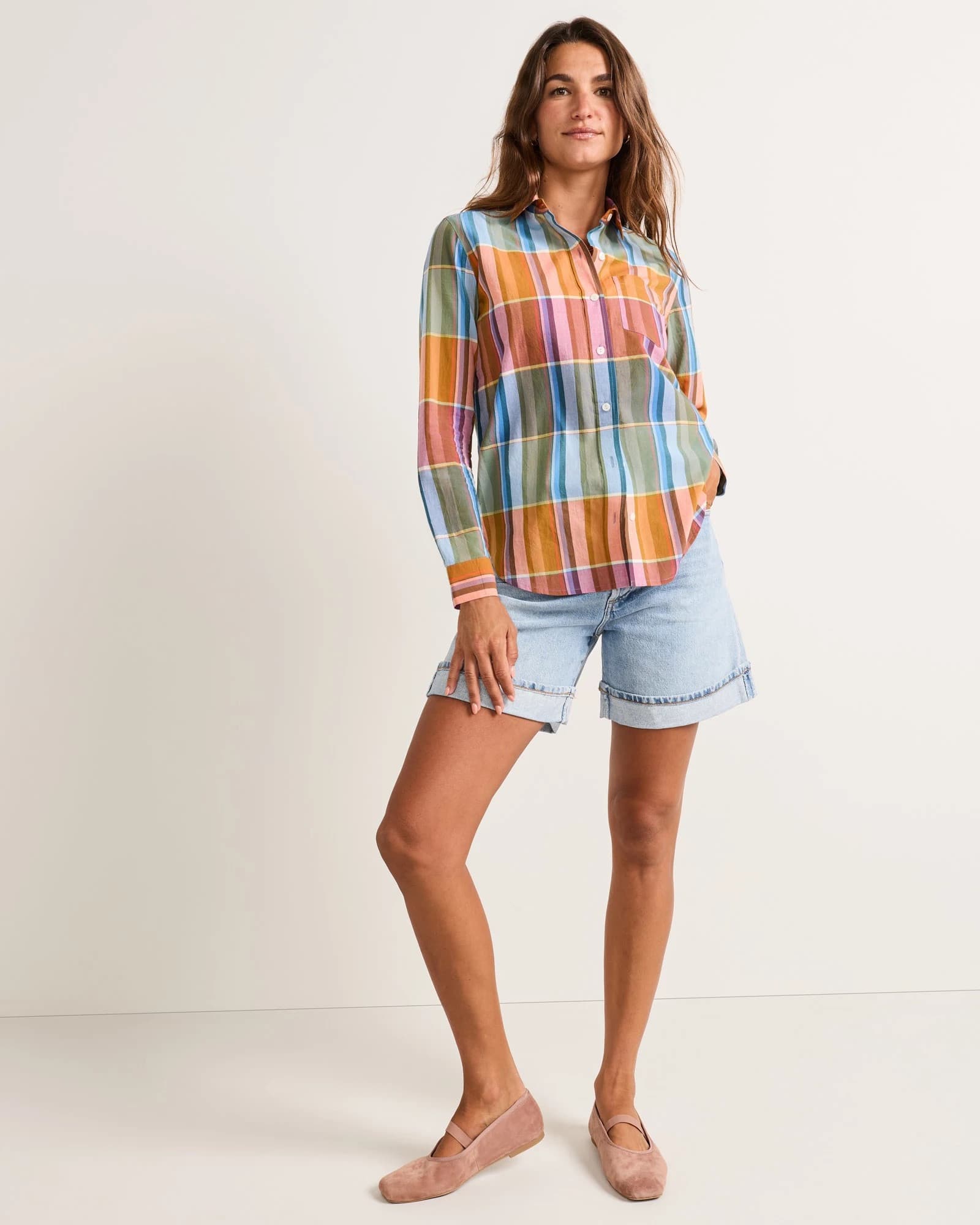 One Pocket Shirt - Teal/Orange Multi Plaid - XL