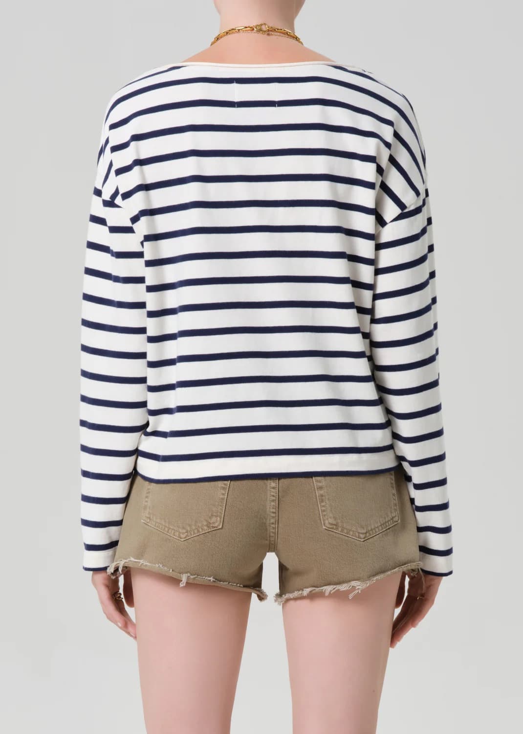 Boat Neck Long Sleeve - Marine Stripe - S - Thumbnail 2