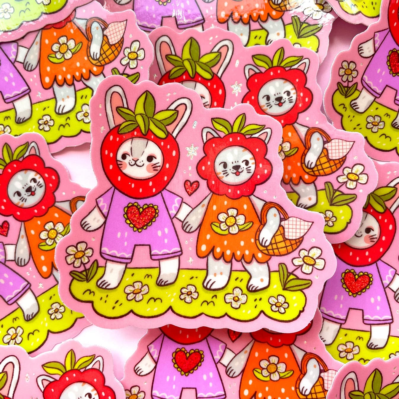 strawberry friends print (5x7) (5x7 white frame) - Default - Thumbnail 3