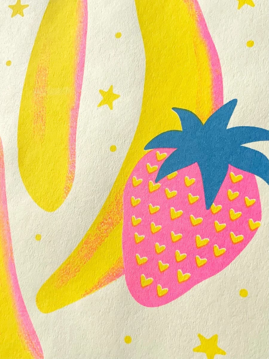 strawberry banana 5x7 riso print - Default - Thumbnail 2