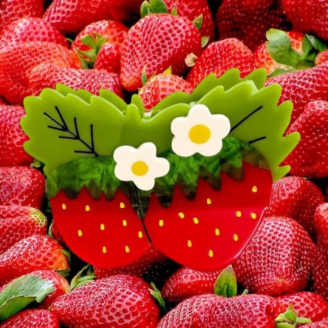 strawberries & flowers hair claw clip - Default - Thumbnail 3
