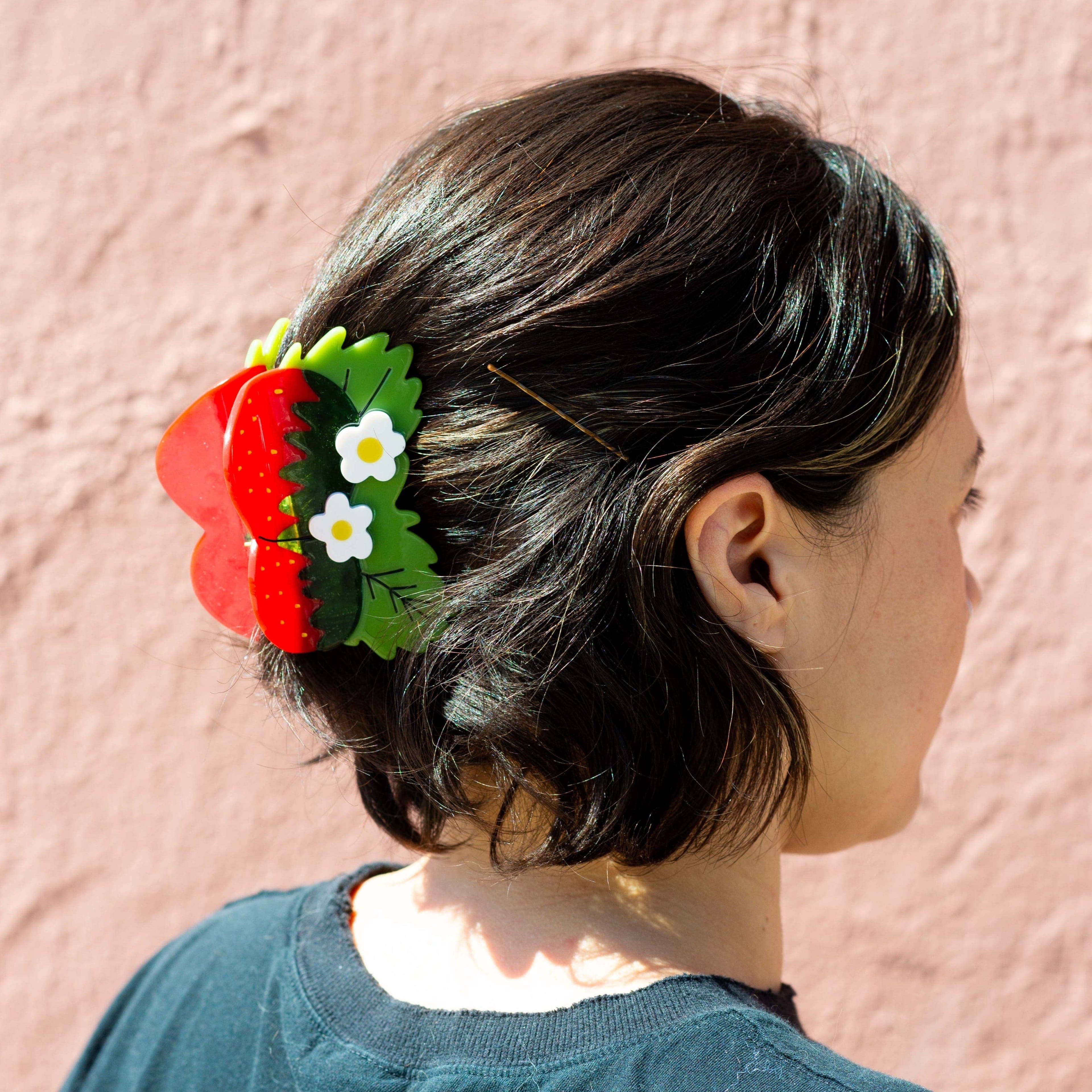 strawberries & flowers hair claw clip - Default - Thumbnail 2