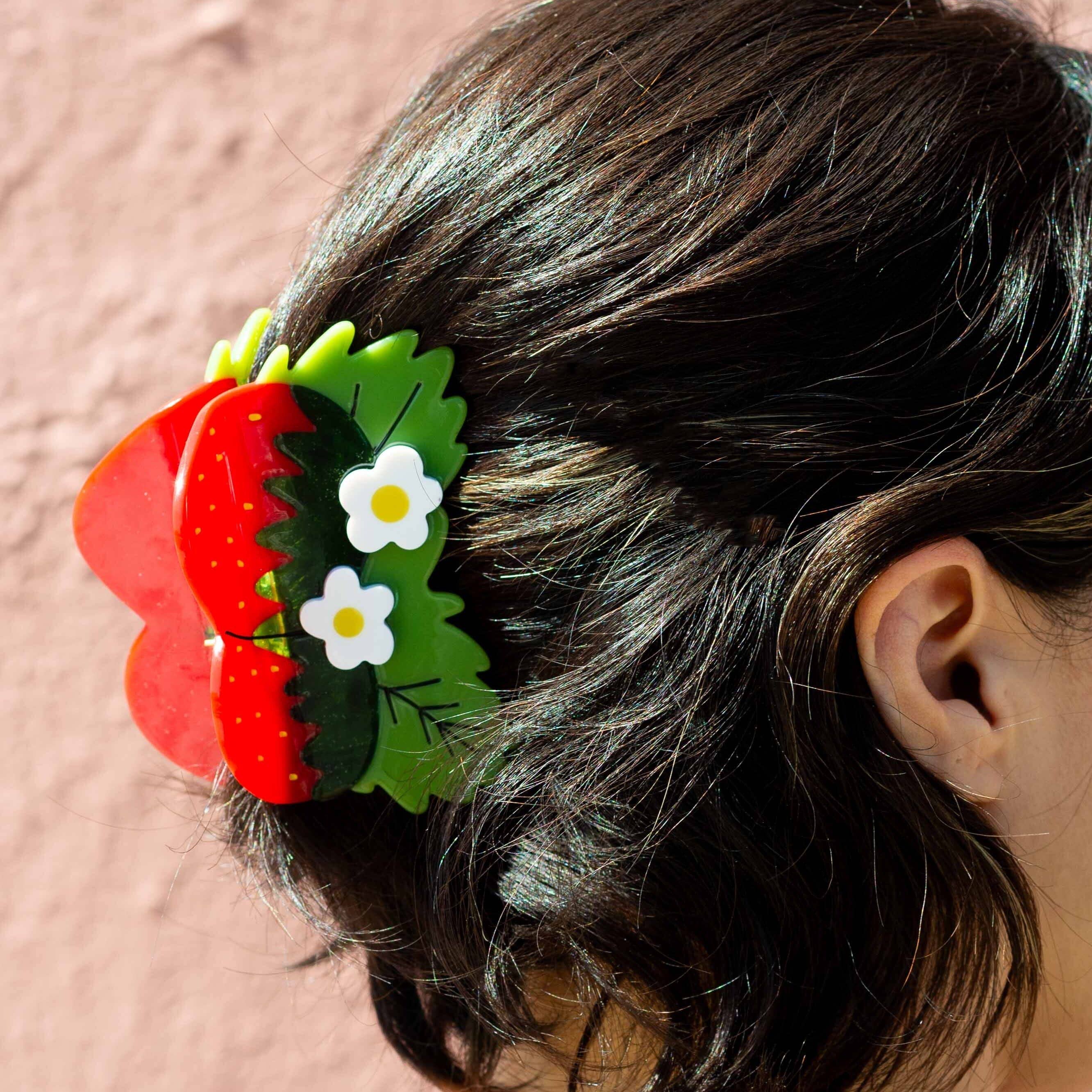 strawberries & flowers hair claw clip - Default - Thumbnail 4