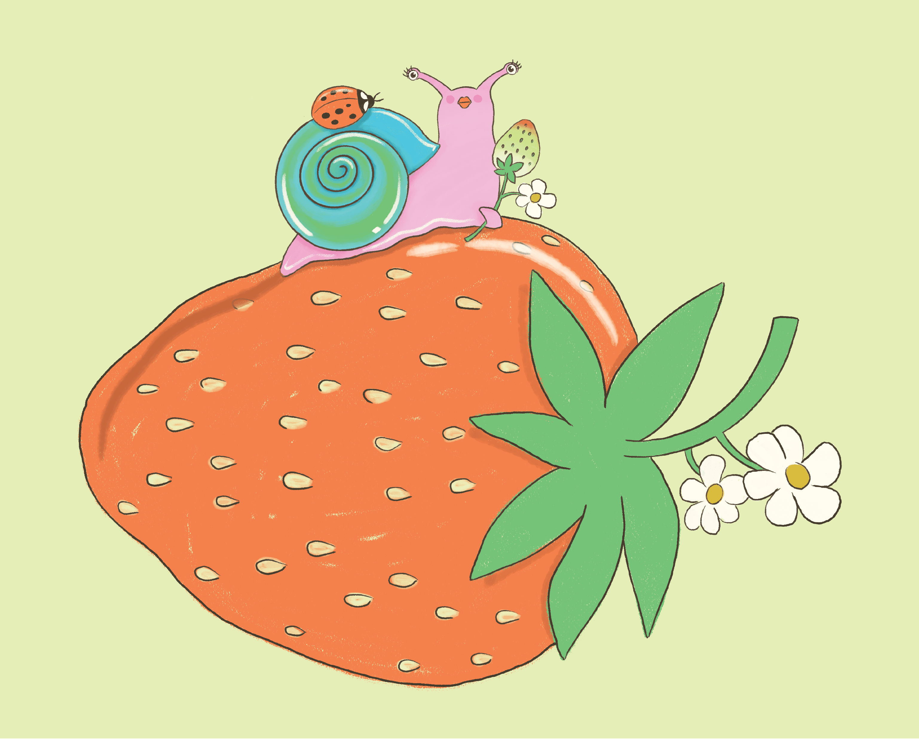 berry cute snail print (8x10) (8x10 pink frame) - Default - Thumbnail 2