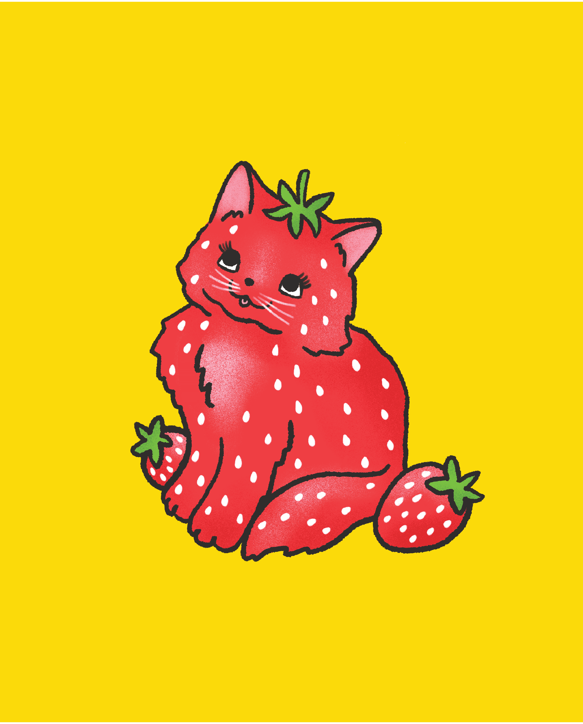 strawberry cat print (8x10) (8x10 white frame) - Default - Thumbnail 2