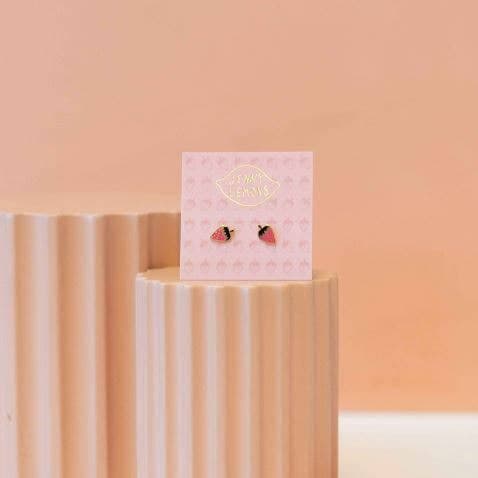 strawberry charm enamel earrings - Default - Thumbnail 3