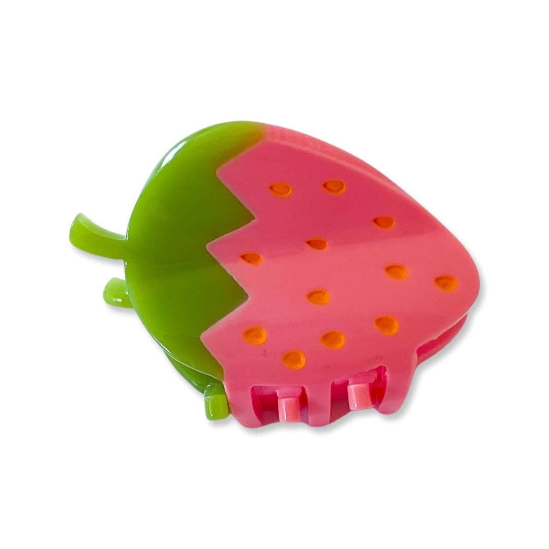 mini pink strawberry hair claw - Default - Thumbnail 3