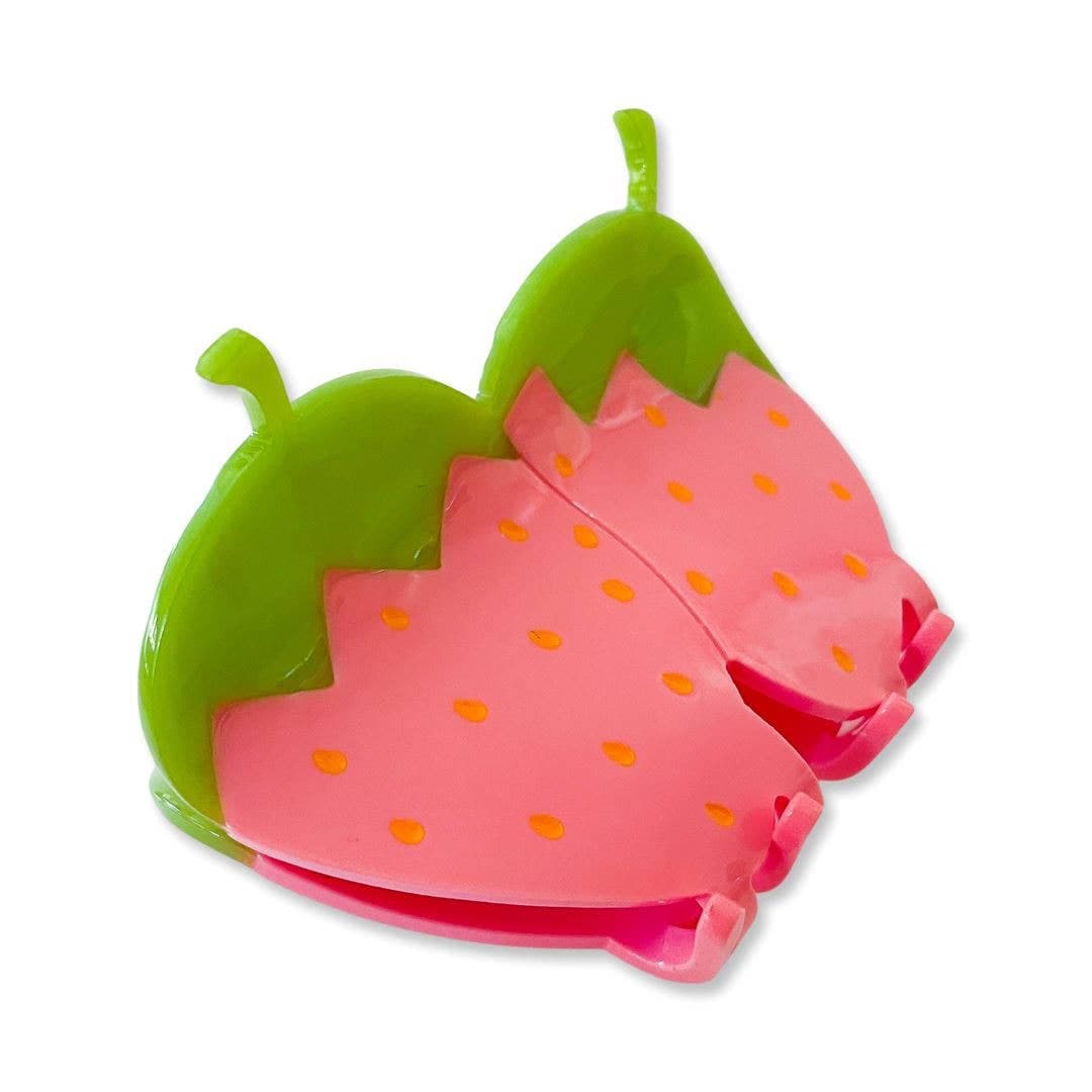 large pink strawberry hair claw clip - Default - Thumbnail 4