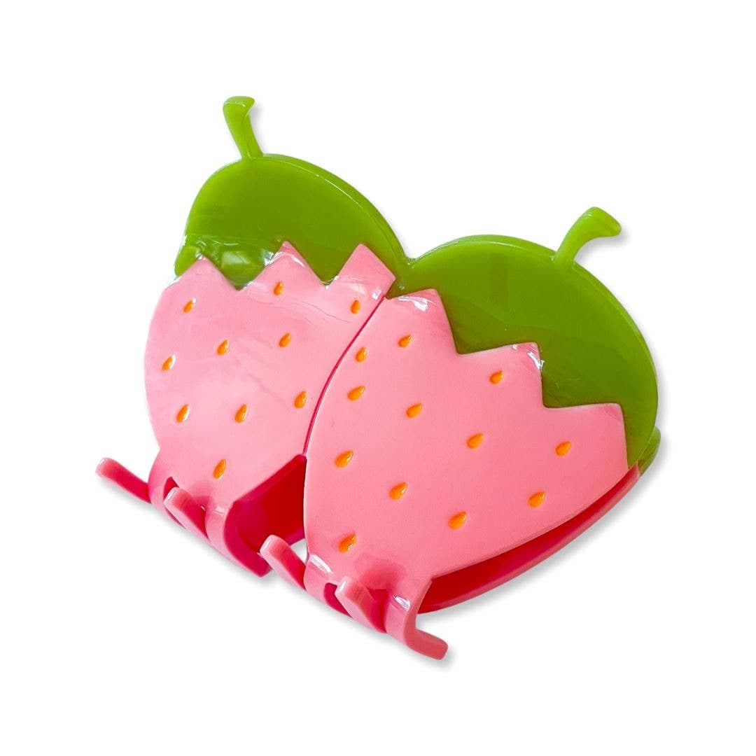 large pink strawberry hair claw clip - Default - Thumbnail 5