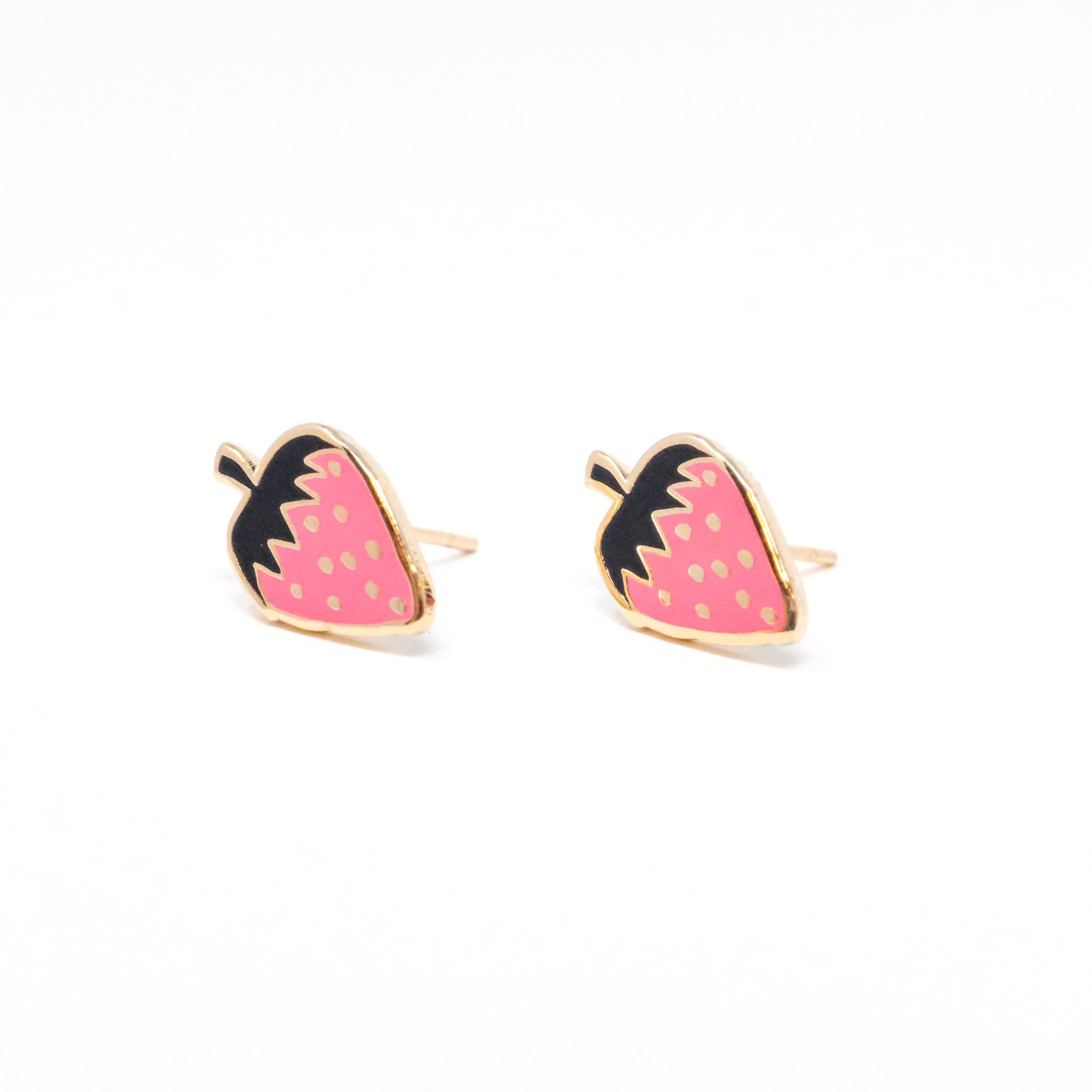 strawberry charm enamel earrings - Default