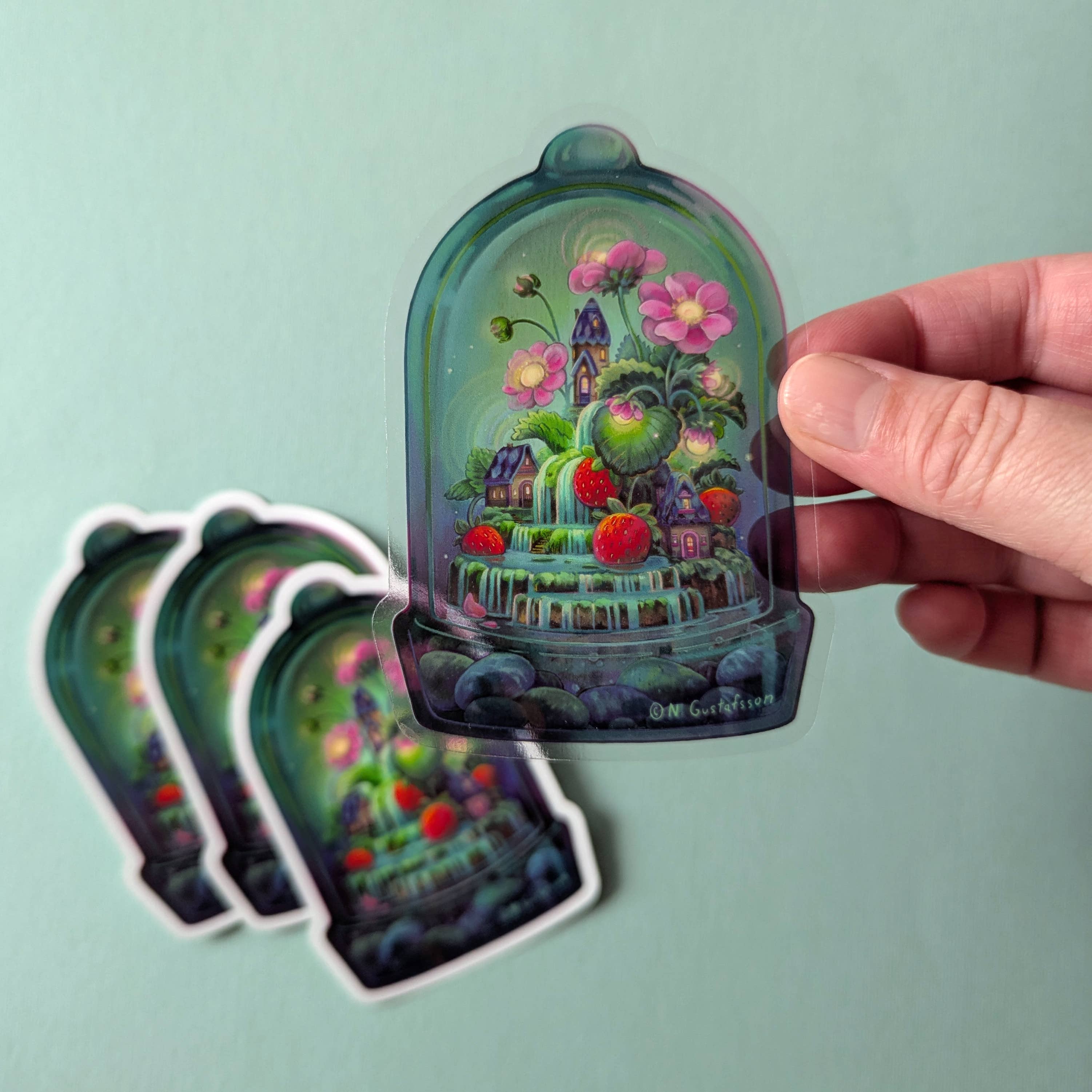 clear strawberry terrarium sticker - Default - Thumbnail 3