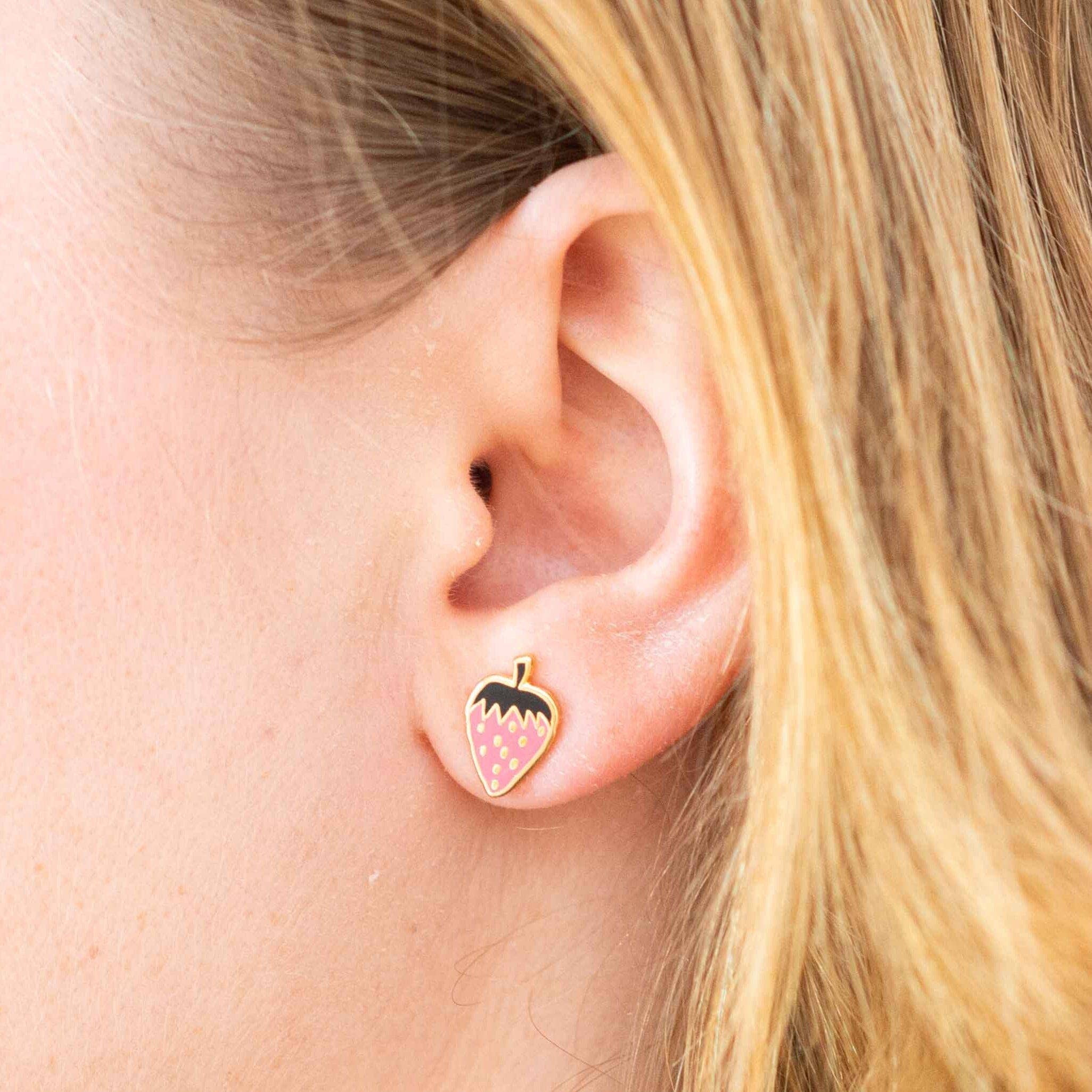 strawberry charm enamel earrings - Default - Thumbnail 2