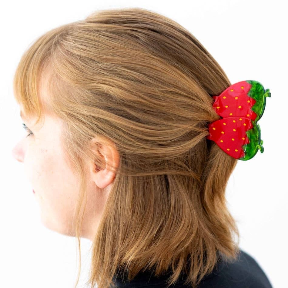 large red strawberry hair claw clip - Default - Thumbnail 2