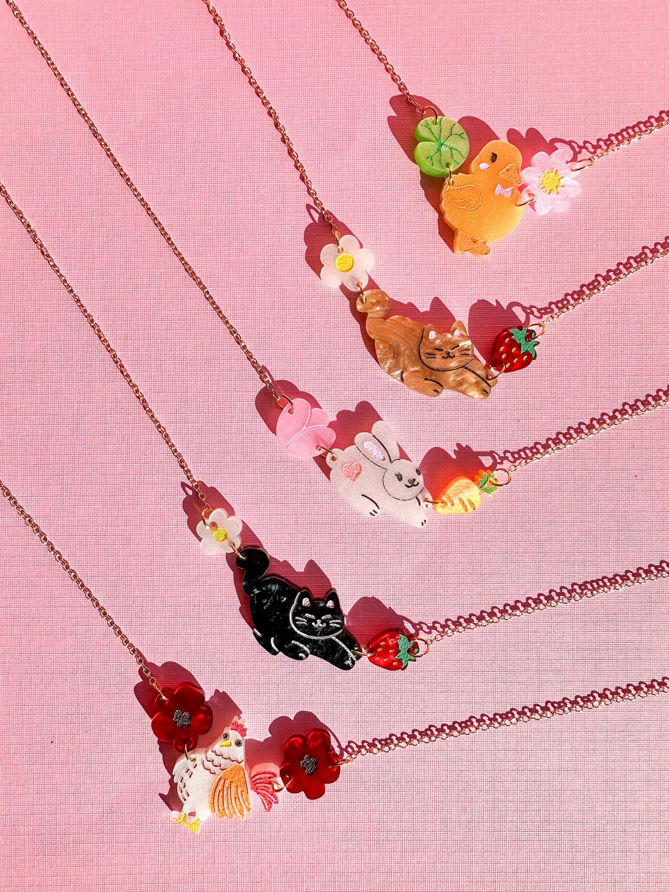sweet strawberry orange kitty necklace - Regular - Thumbnail 4