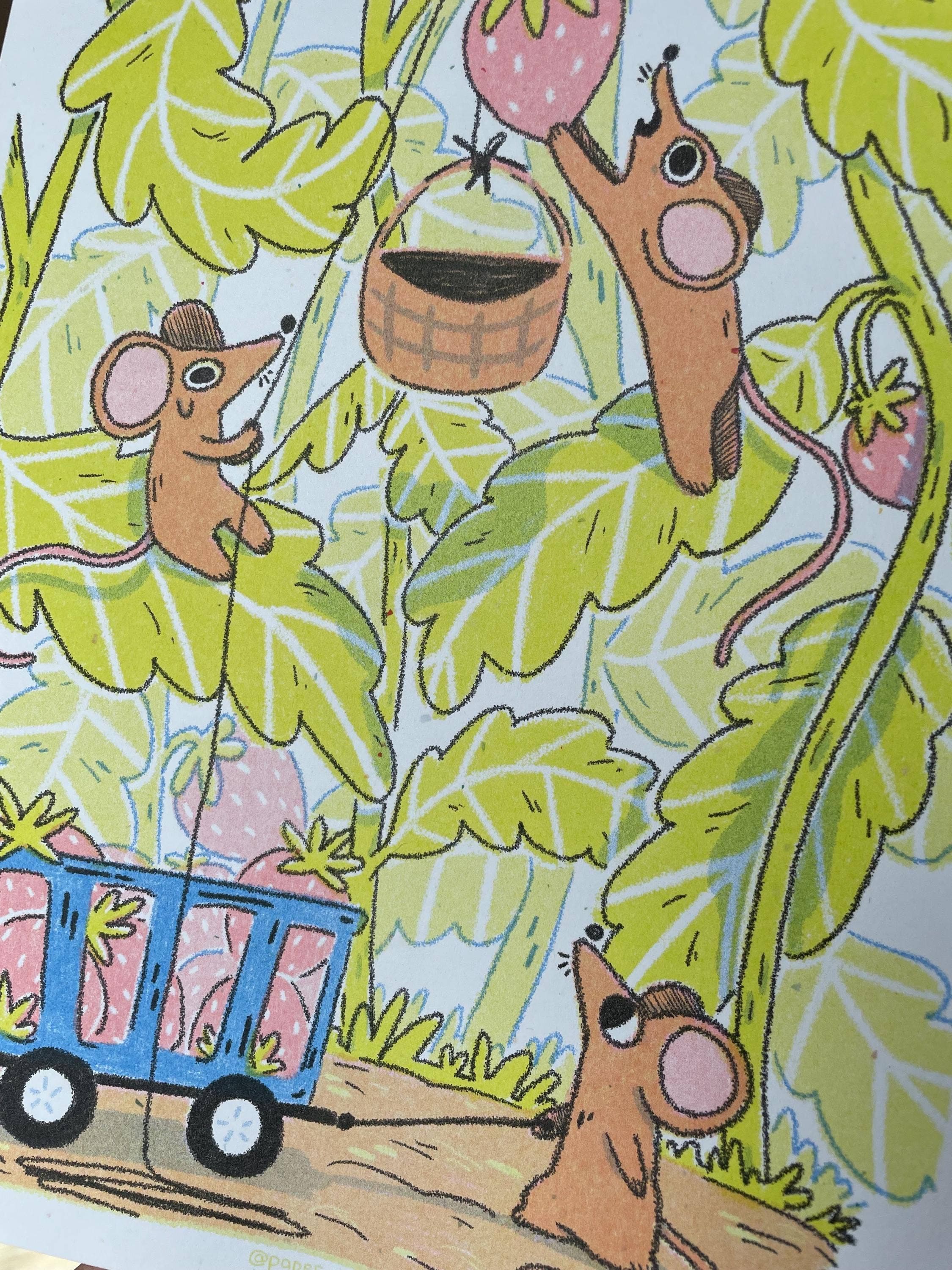 strawberry foragers riso art print - Regular - Thumbnail 2