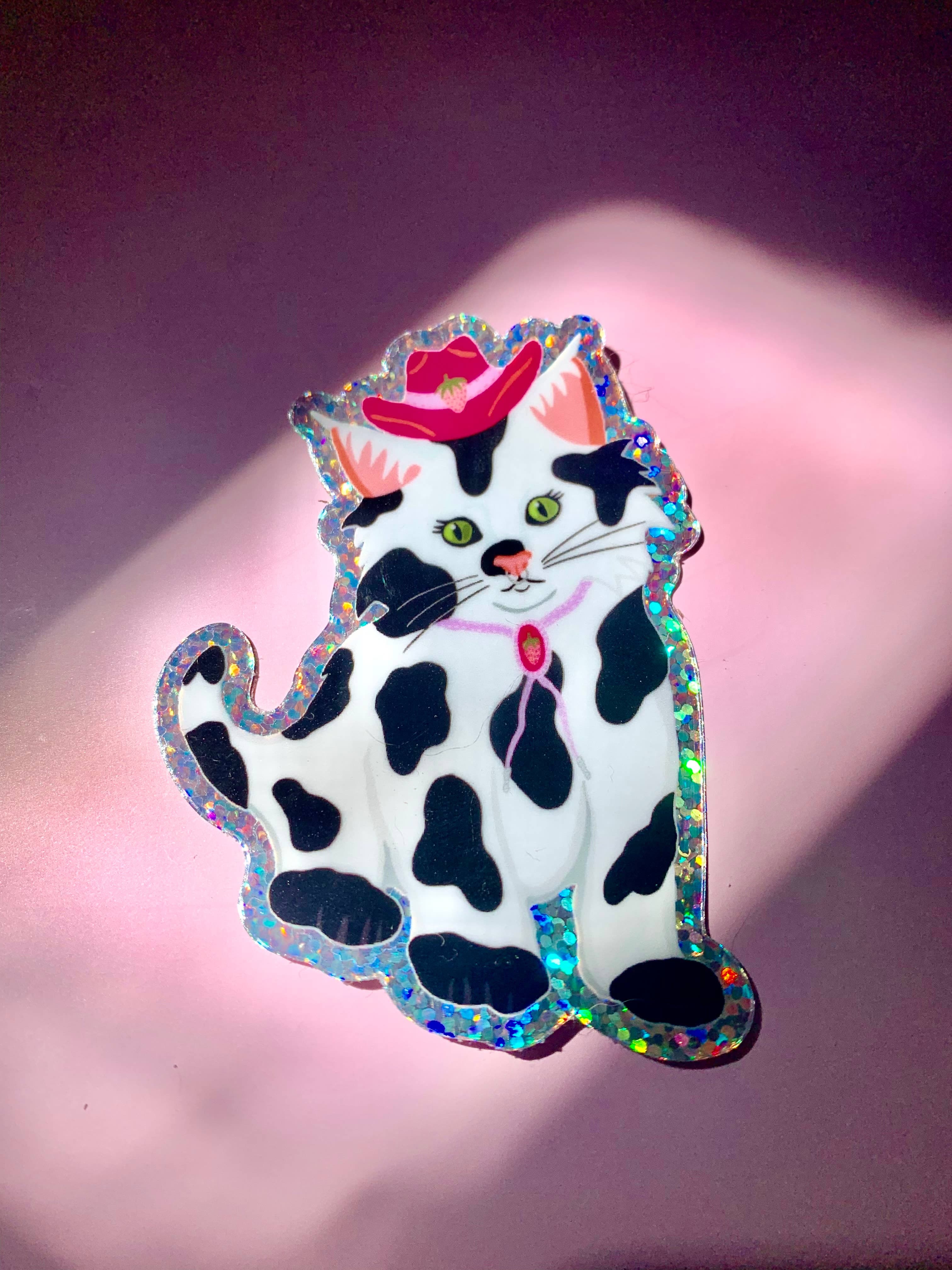 strawberry cowgirl kitty sticker - Regular - Thumbnail 3