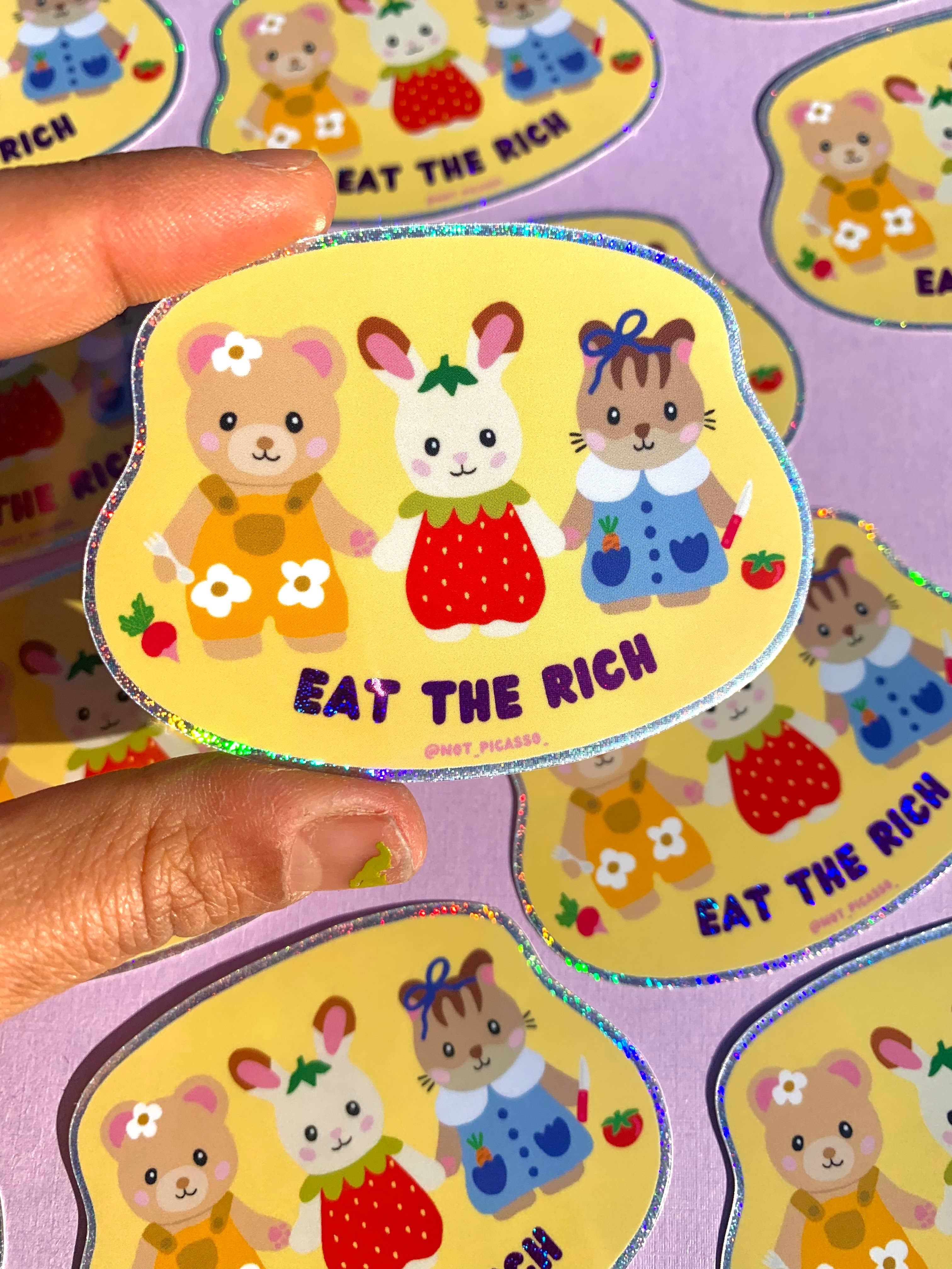 eat the rich! critter sticker - Regular - Thumbnail 2