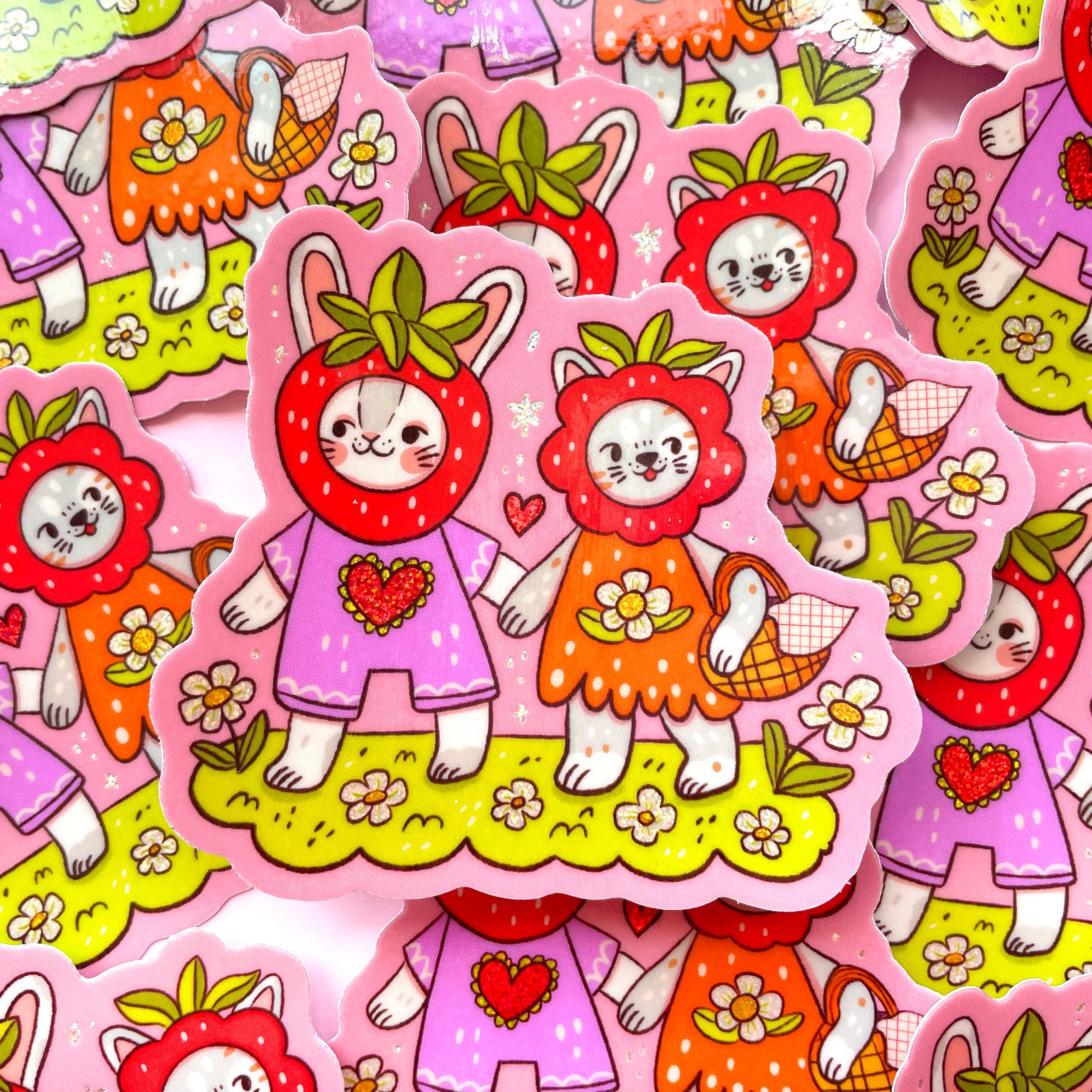 strawberry friends glitter sticker - Regular - Thumbnail 2