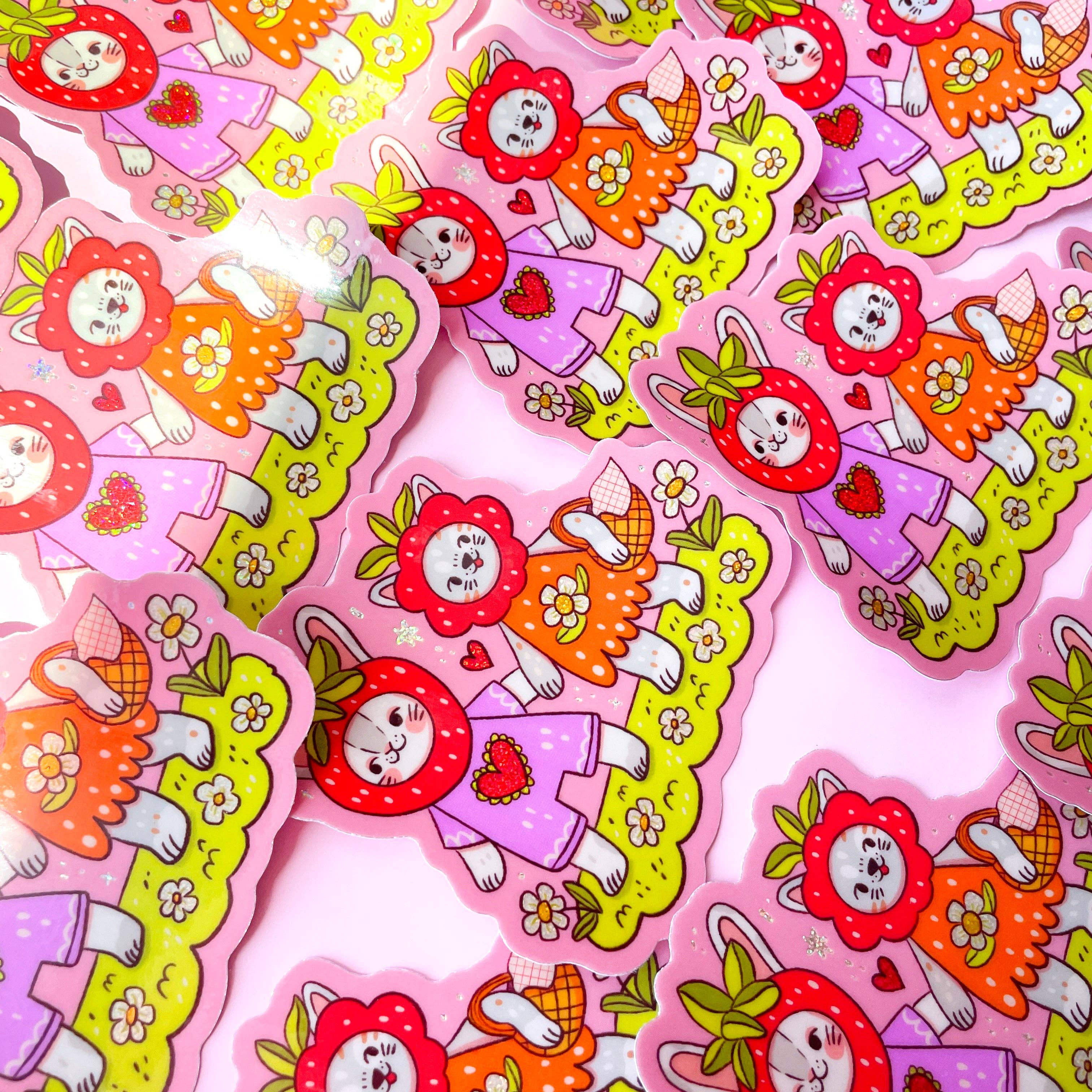 strawberry friends glitter sticker - Regular - Thumbnail 3