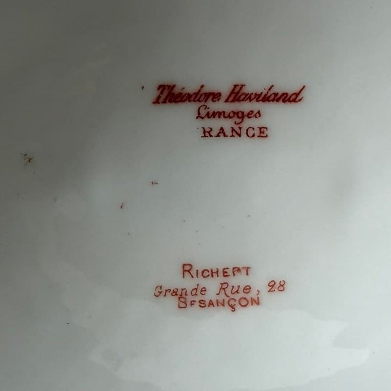 Antique Theodore Haviland Limoges France Covered Vegetable Dish Attached Stand - Thumbnail 9