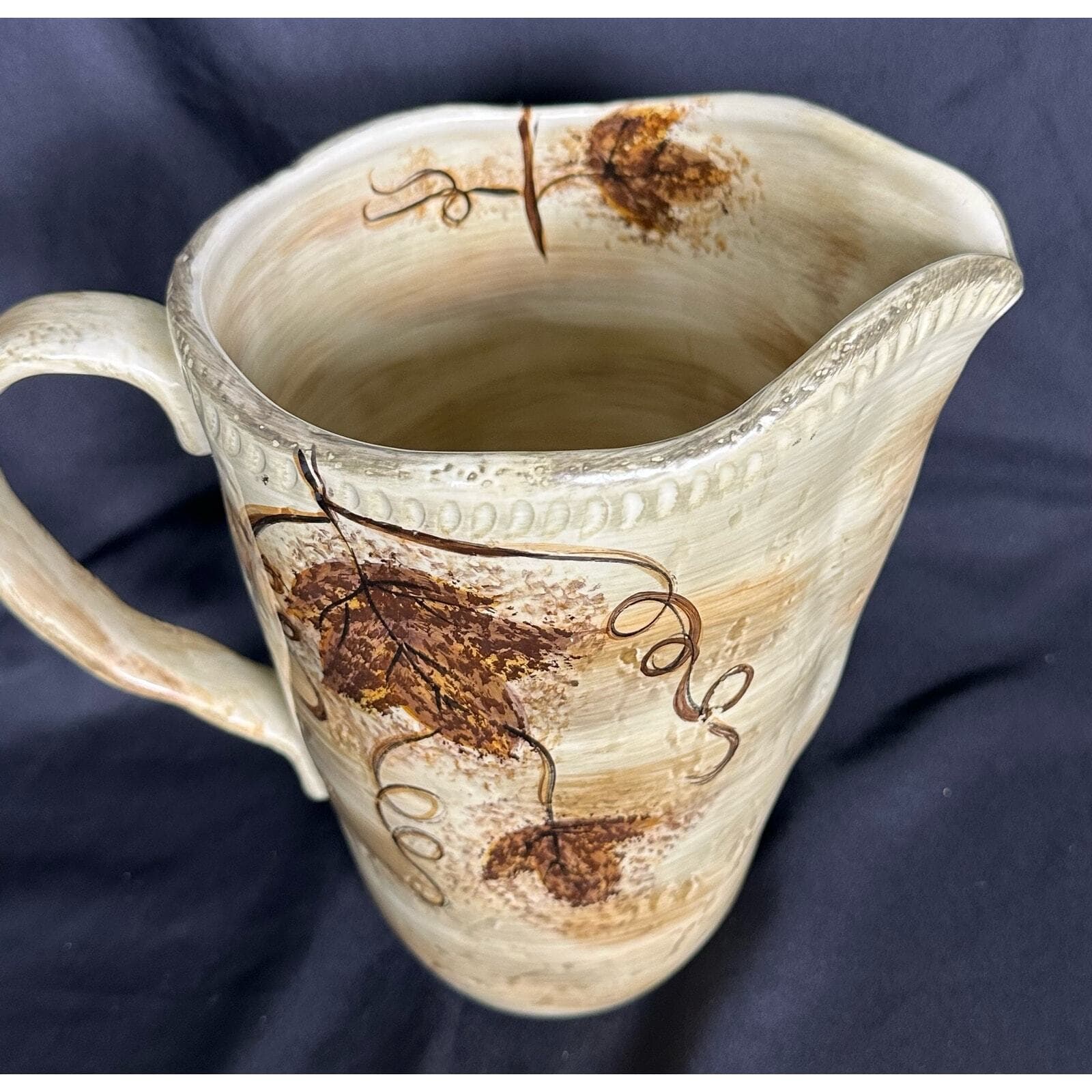 DARIO FARRUCI Designs Ceramic Grapevine Inspired Pitcher-9" - Thumbnail 6