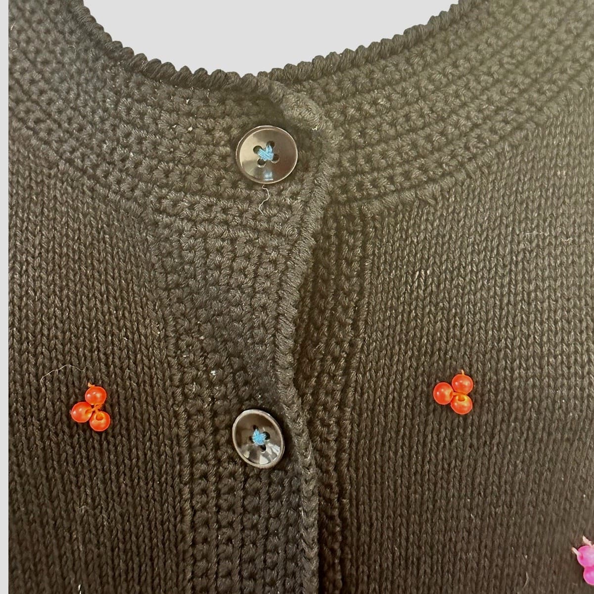 Sharon Young Vintage Cross Stitch & Beaded Black Woven Vest Women's Size Medium - Thumbnail 3
