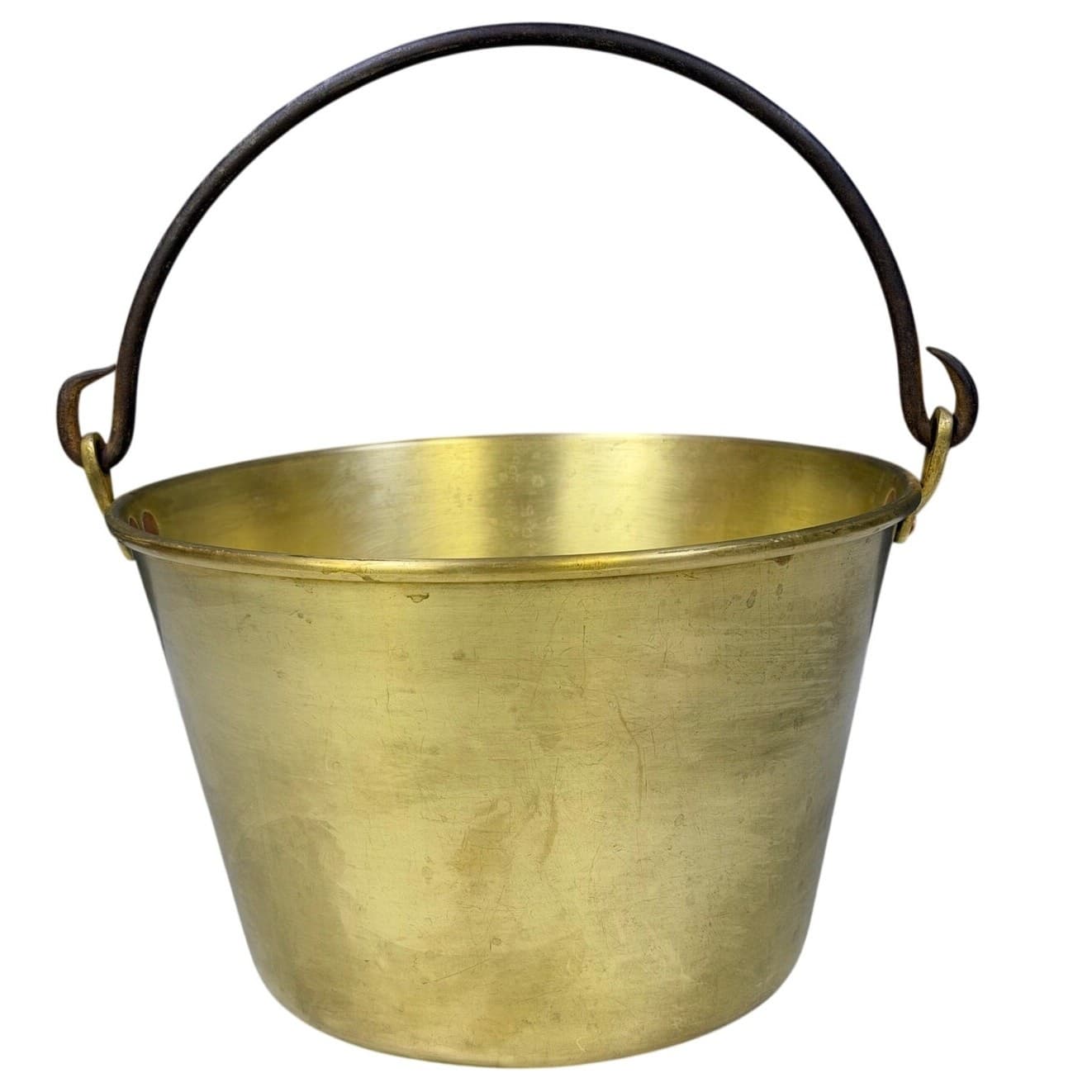 Antique Brass Coal Bucket Fireplace Ash Pail w Iron Handle Vintage Rustic Decor