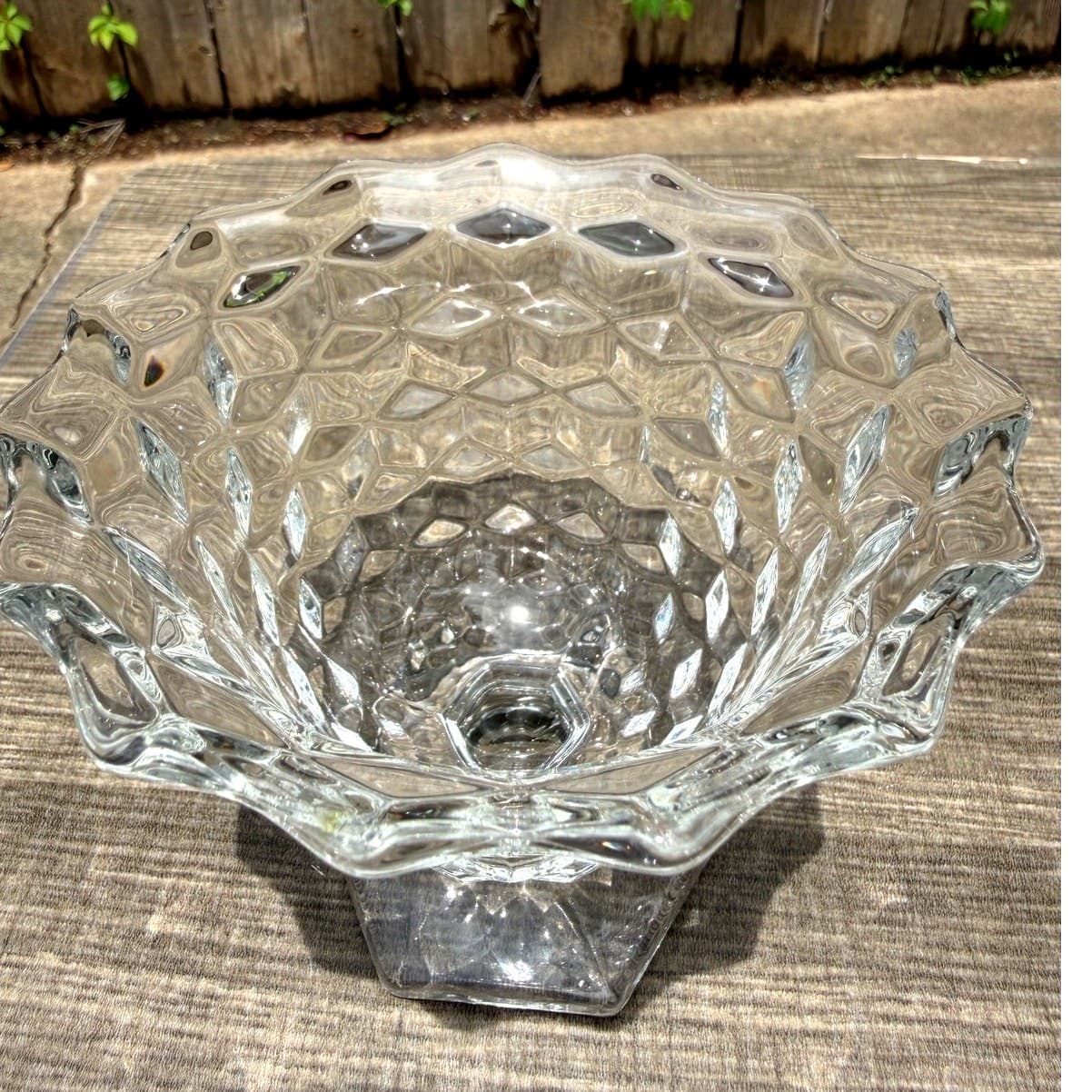Fostoria 'American' Clear Glass Footed Mayonnaise Bowl/Open Sugar Bowl-Excellent - Thumbnail 4