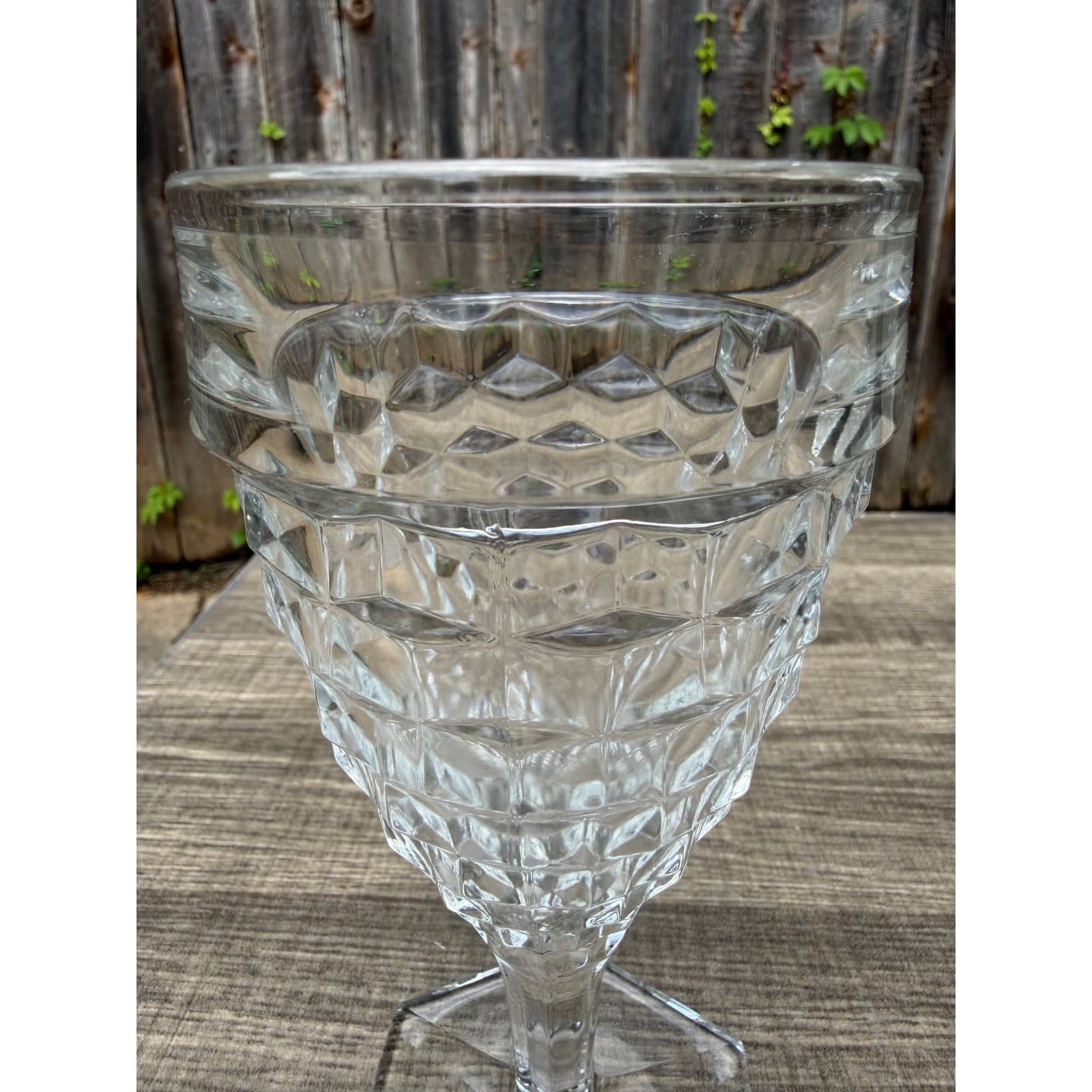 Fostoria 'American' Clear Glass 6 7/8" Vintage Hex Foot Water Goblets-Set of 3 - Thumbnail 4
