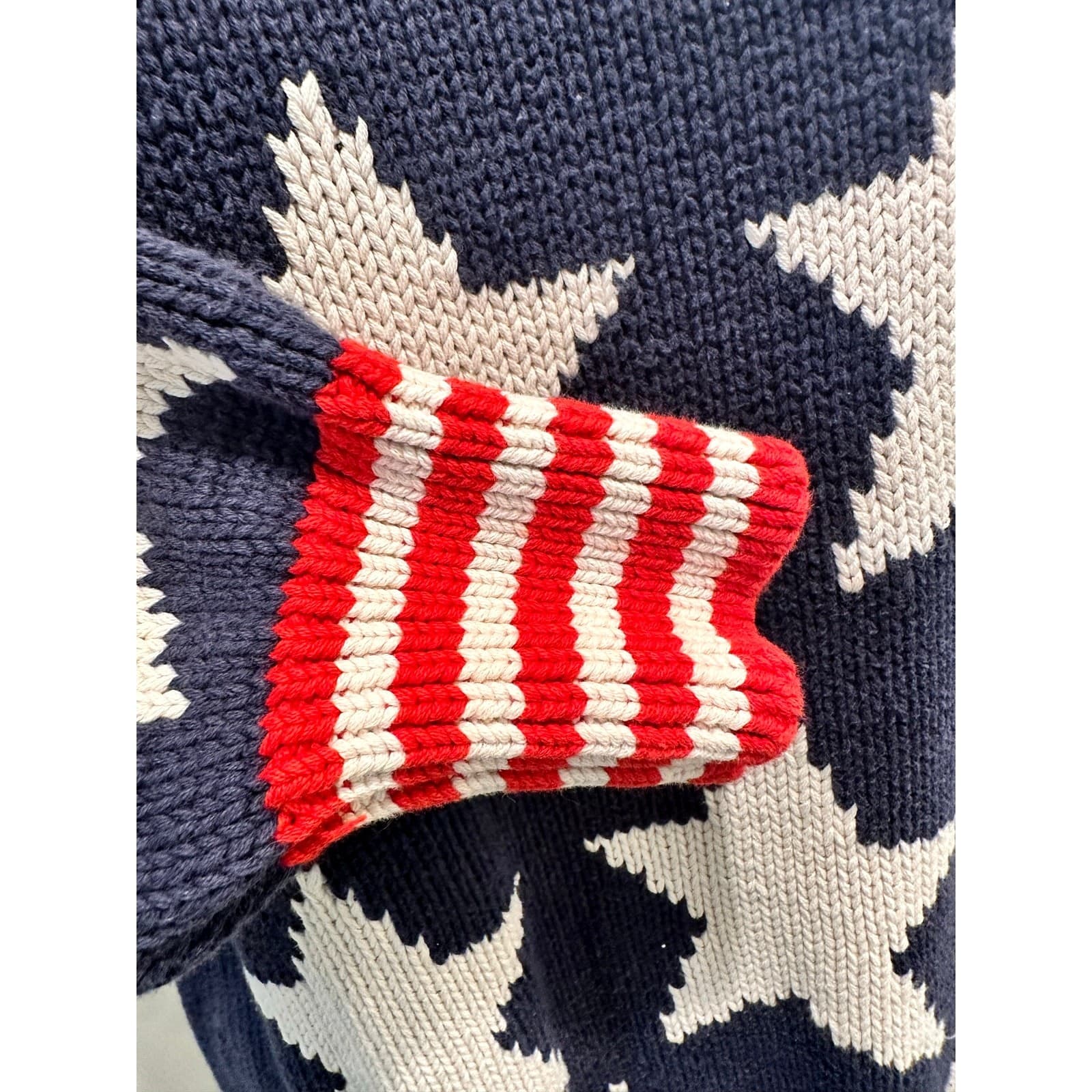 Perry Ellis Vintage 1980s American Flag Intarsia Knit Evil Knievel Levis Sweater - Thumbnail 5