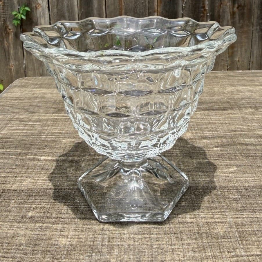 Fostoria 'American' Clear Glass Footed Mayonnaise Bowl/Open Sugar Bowl-Excellent - Thumbnail 3