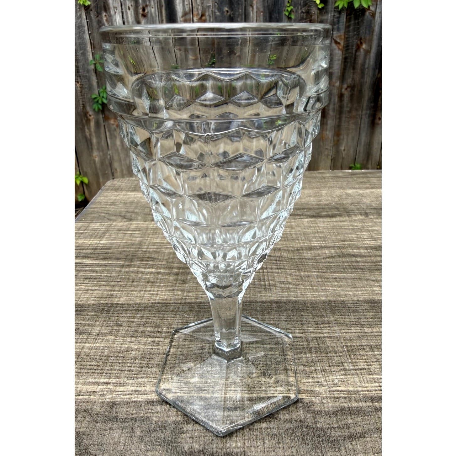 Fostoria 'American' Clear Glass 6 7/8" Vintage Hex Foot Water Goblets-Set of 3 - Thumbnail 2