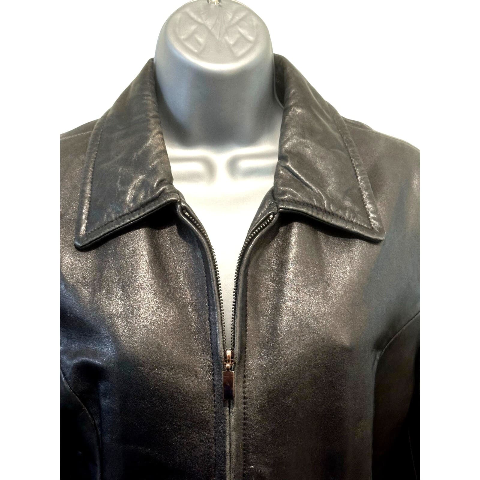 'Katiana Couture' Soft Luxurious Black Leather Jacket Italy Design, Medium - Thumbnail 3