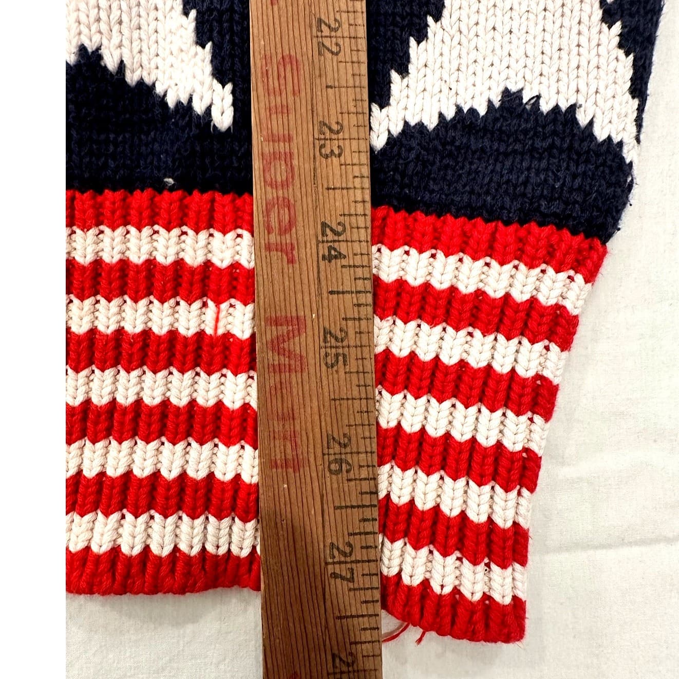 Perry Ellis Vintage 1980s American Flag Intarsia Knit Evil Knievel Levis Sweater - Thumbnail 10