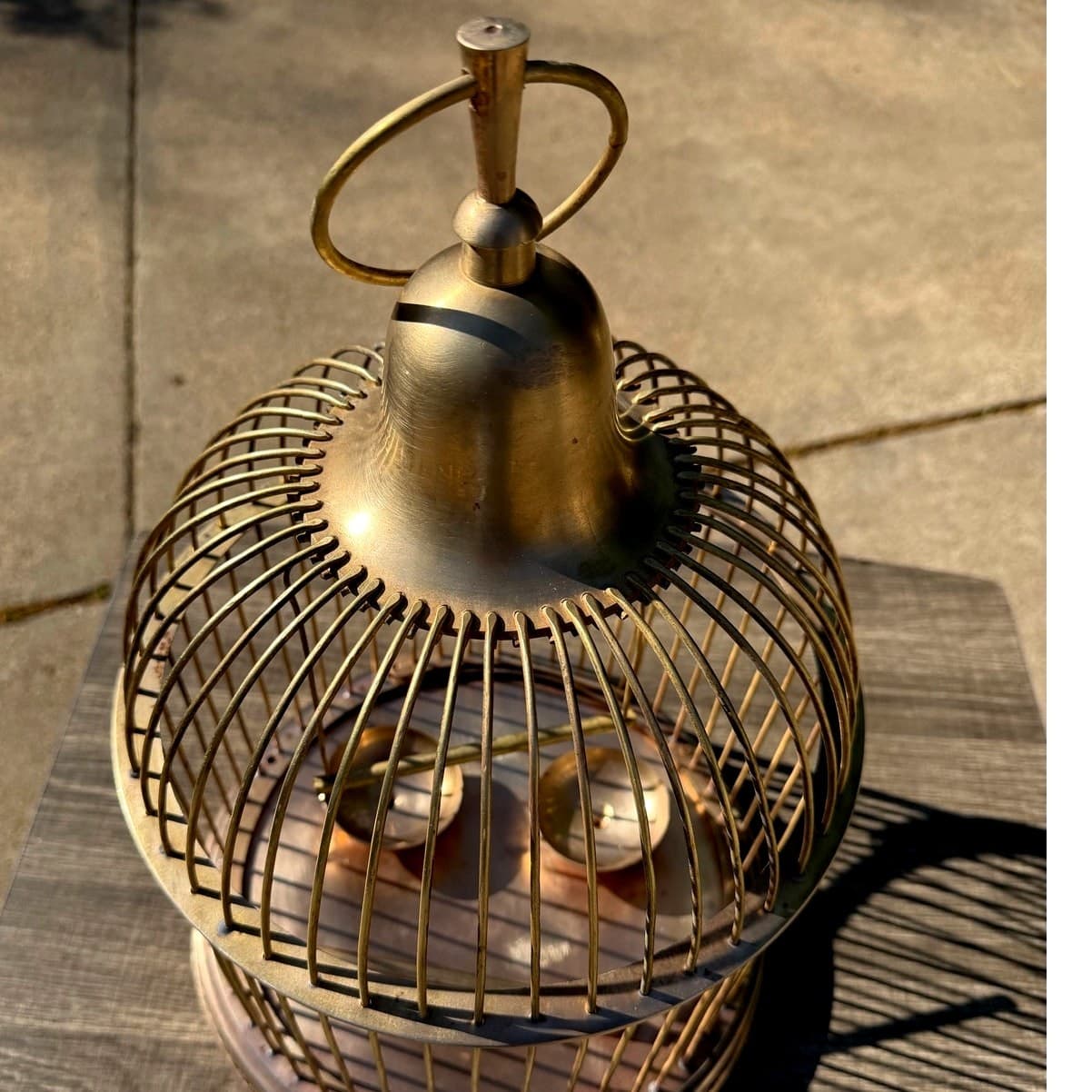 Solid Brass Vintage Mid-Century Domed 16 x 12 Hanging Birdcage Boho Chic Decor - Thumbnail 5
