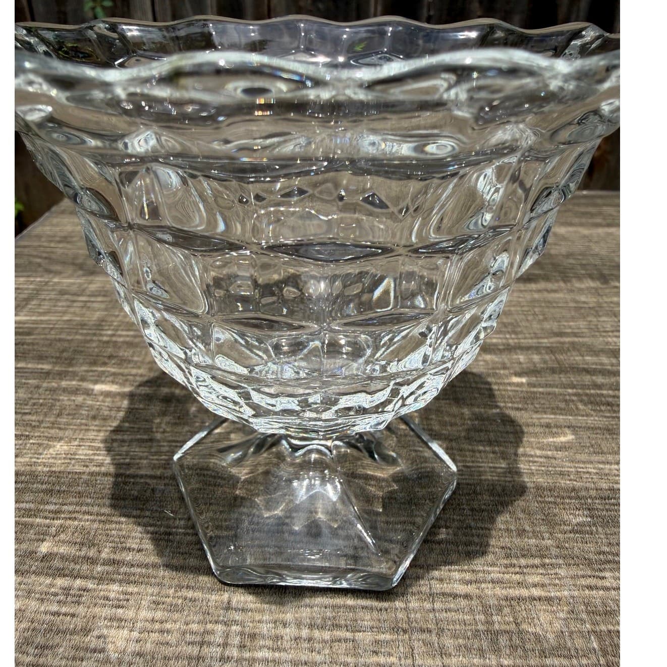 Fostoria 'American' Clear Glass Footed Mayonnaise Bowl/Open Sugar Bowl-Excellent - Thumbnail 5