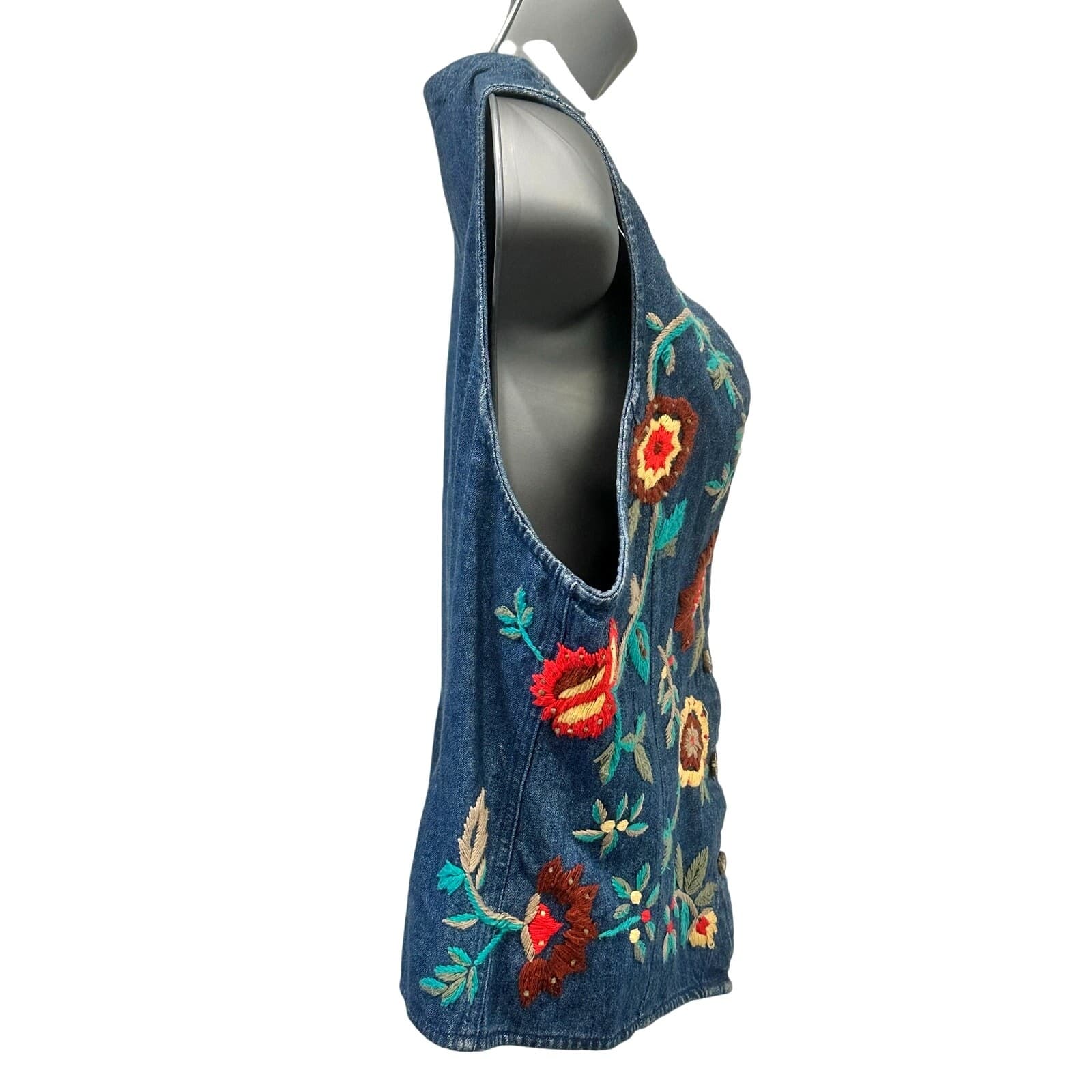 Carroll Reed Vintage Embroidered Denim Vest Women's Size 8-Excellent - Thumbnail 7