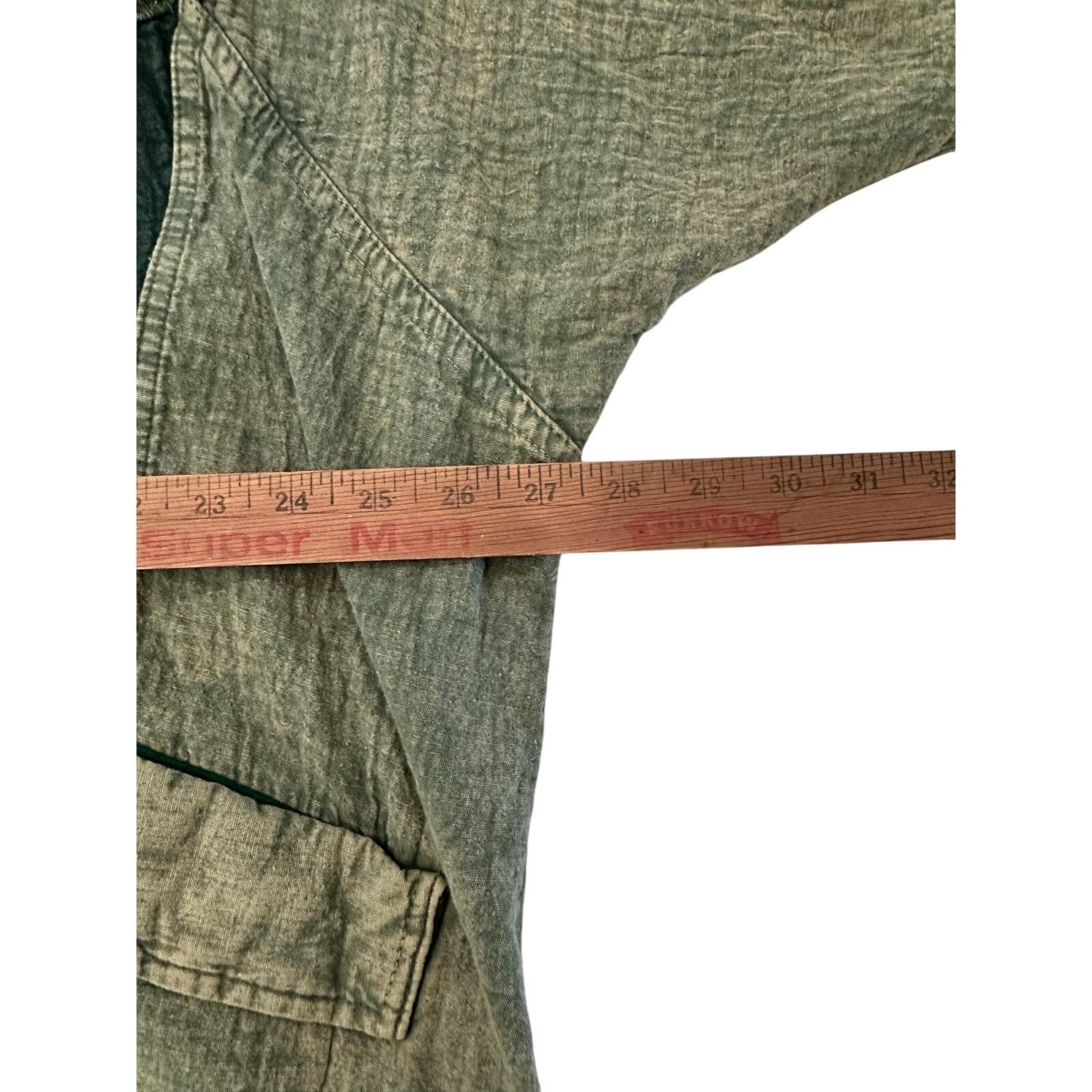 Asian inspired Oversized Vintage Washed Denim Colorful Patchwork Chore Jacket-L - Thumbnail 14
