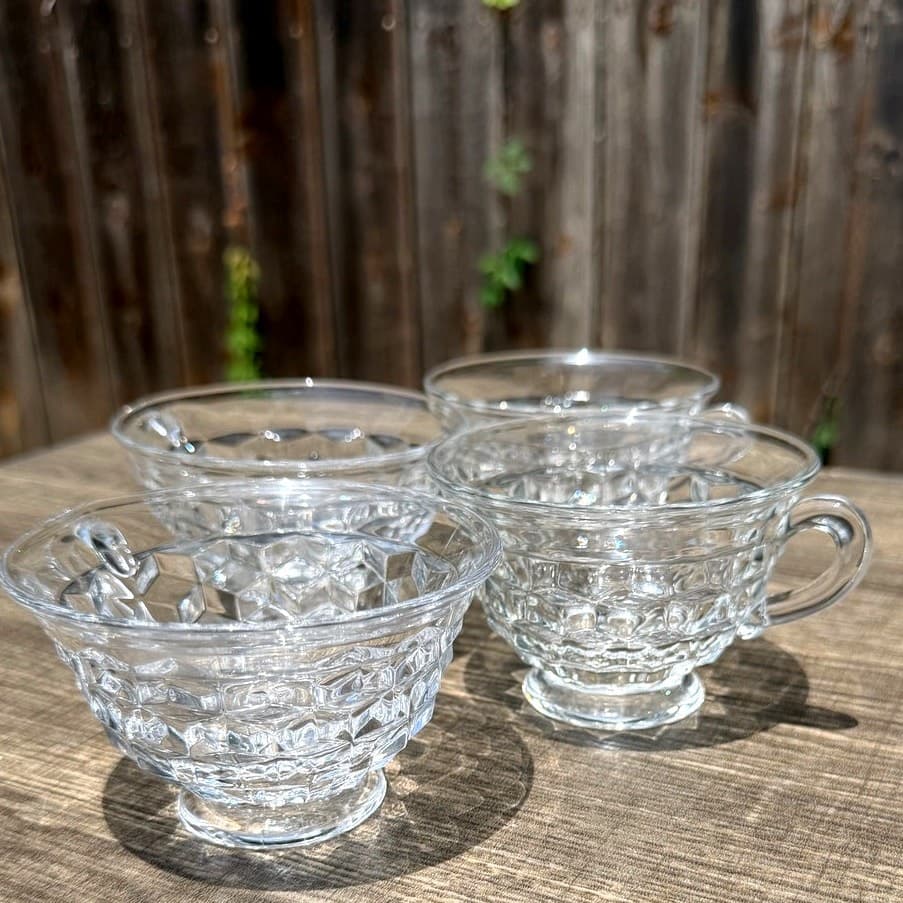 Fostoria 'American' Clear Glass Footed Vintage Coffee Punch Cups-Set of 4 - Thumbnail 4