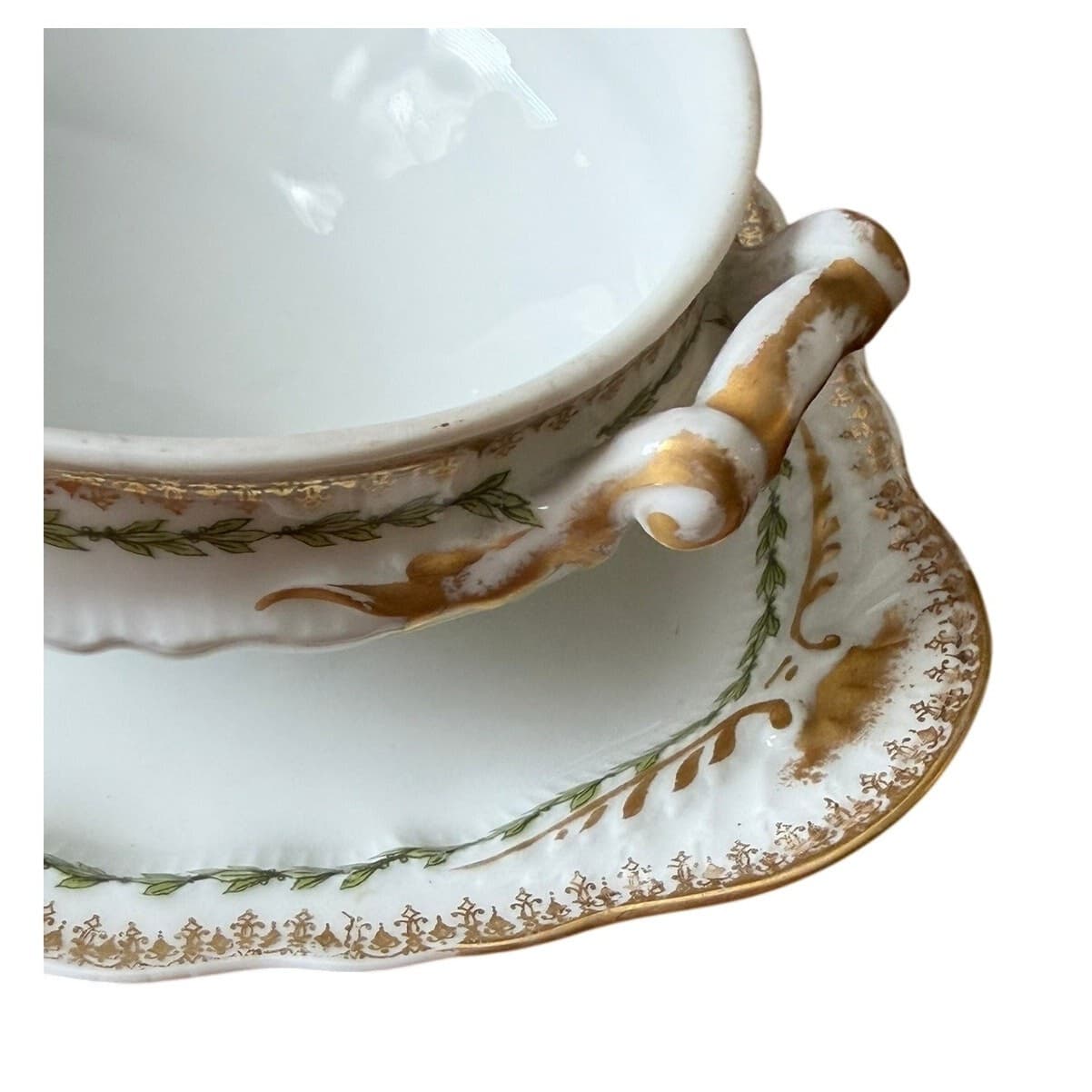 Antique Theodore Haviland Limoges France Covered Vegetable Dish Attached Stand - Thumbnail 10