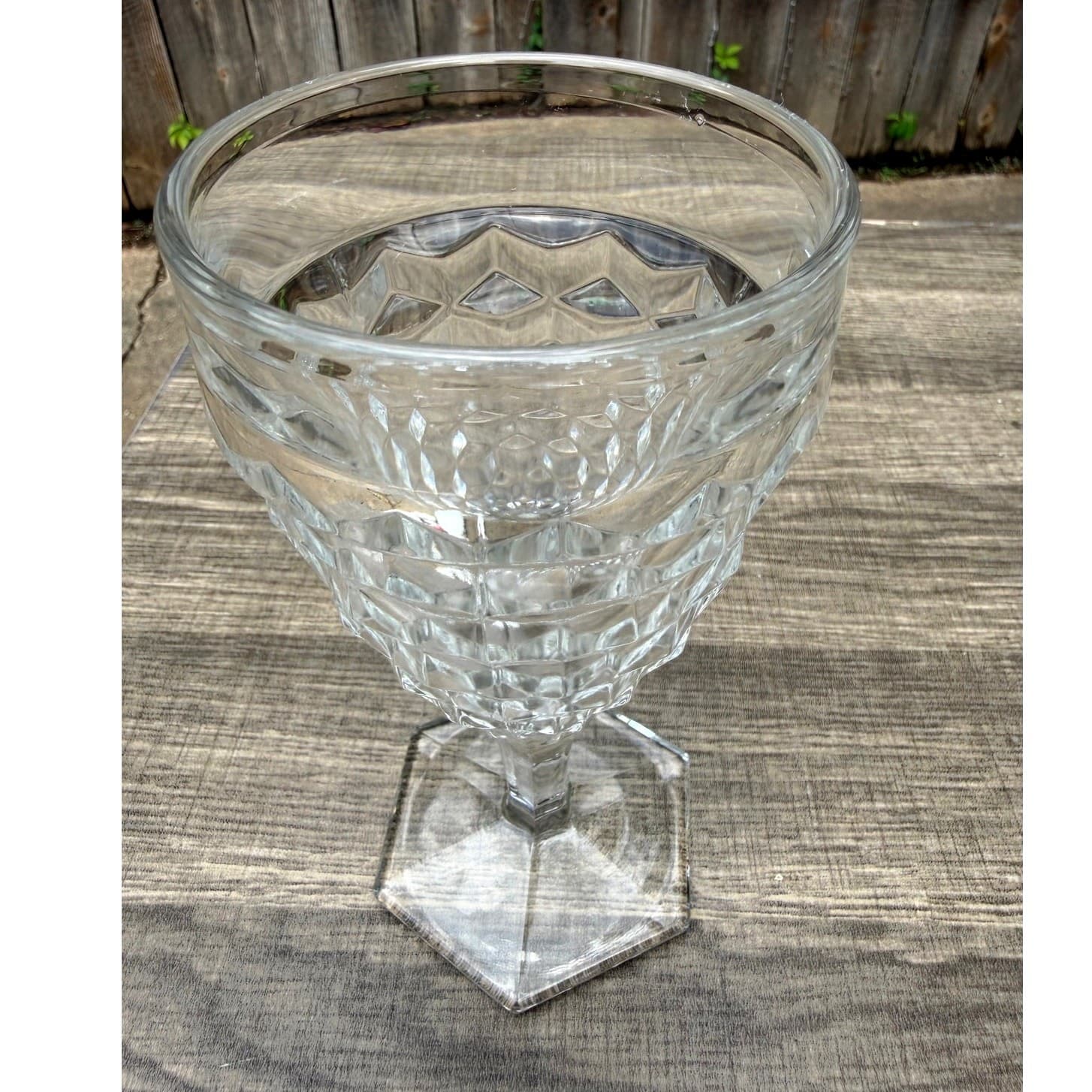 Fostoria 'American' Clear Glass 6 7/8" Vintage Hex Foot Water Goblets-Set of 3 - Thumbnail 7