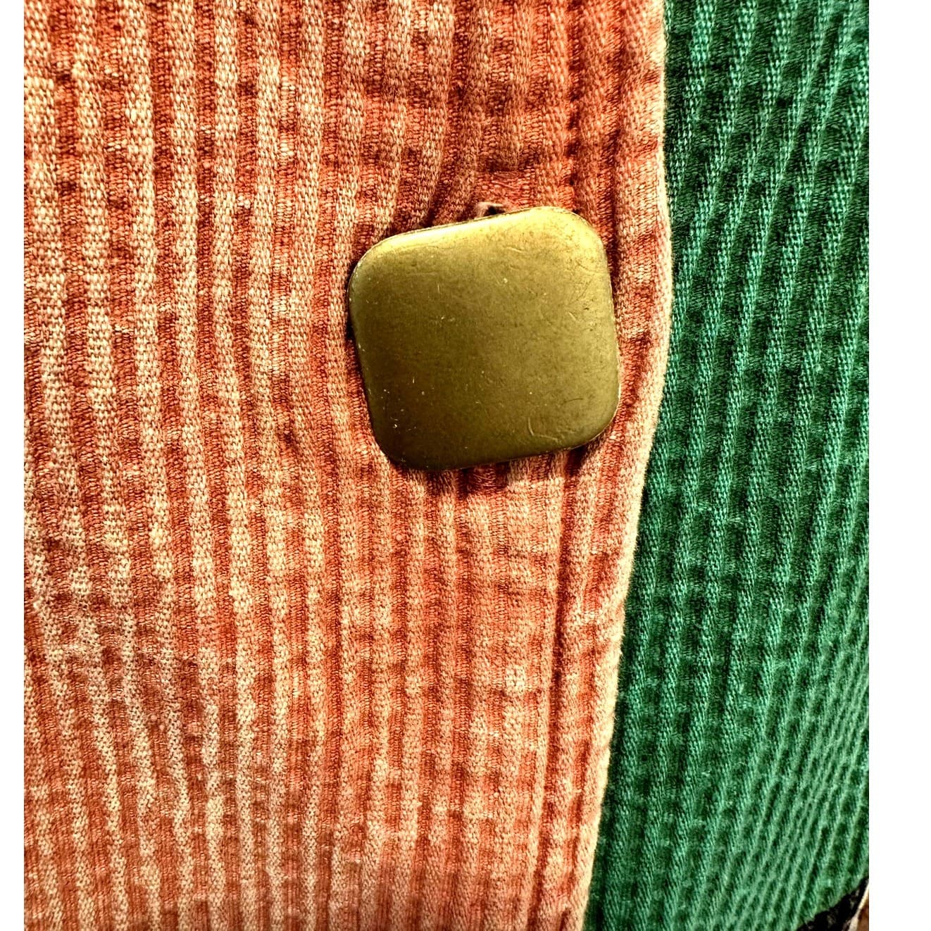 Asian inspired Oversized Vintage Retro 80s Textured Colorful Patchwork Jacket-L - Thumbnail 6