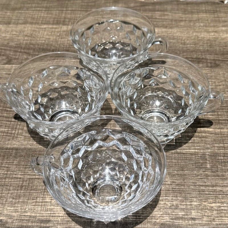 Fostoria 'American' Clear Glass Footed Vintage Coffee Punch Cups-Set of 4 - Thumbnail 3