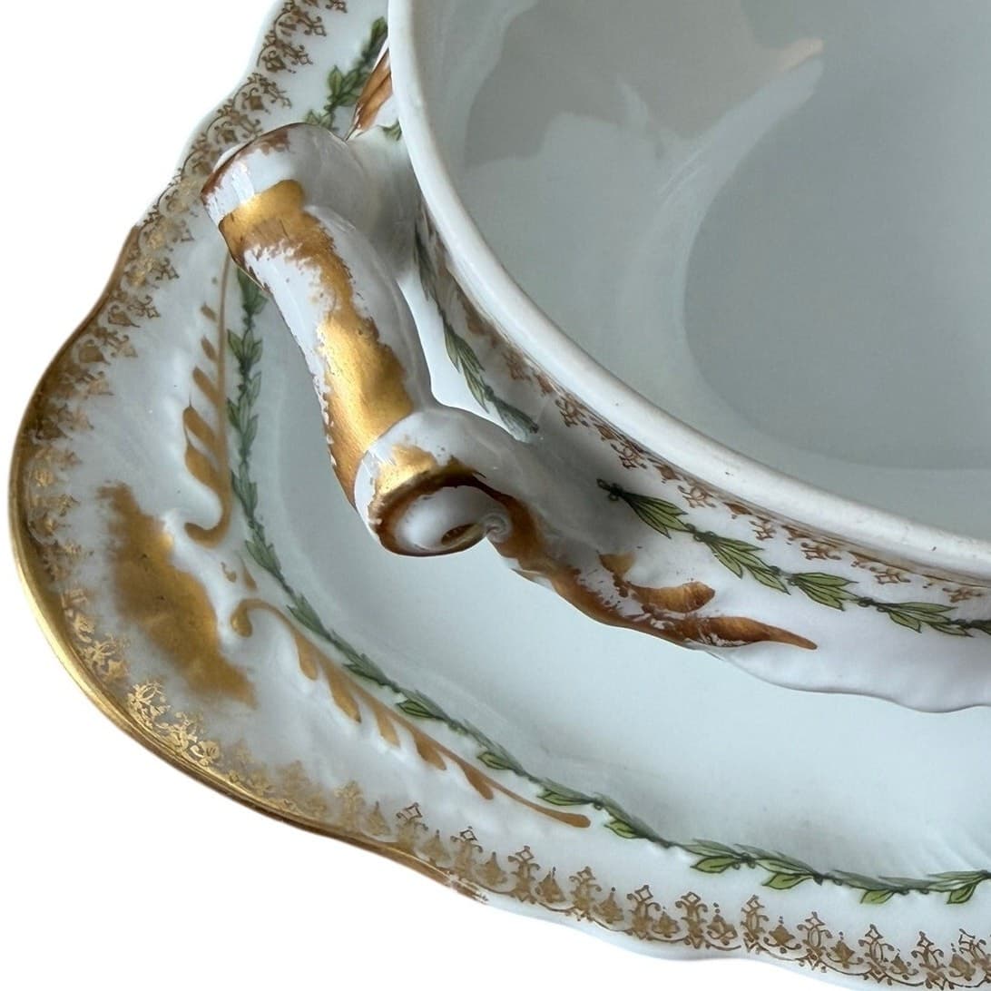 Antique Theodore Haviland Limoges France Covered Vegetable Dish Attached Stand - Thumbnail 8